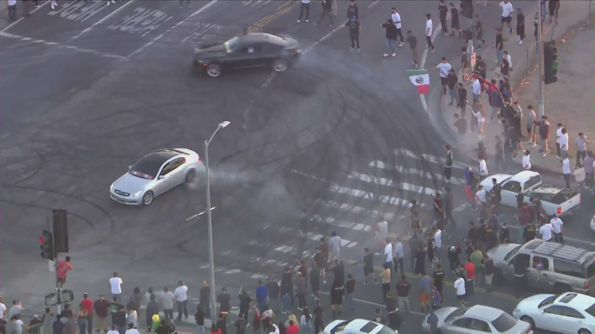 This file photo shows a street takeover in the L.A. area.