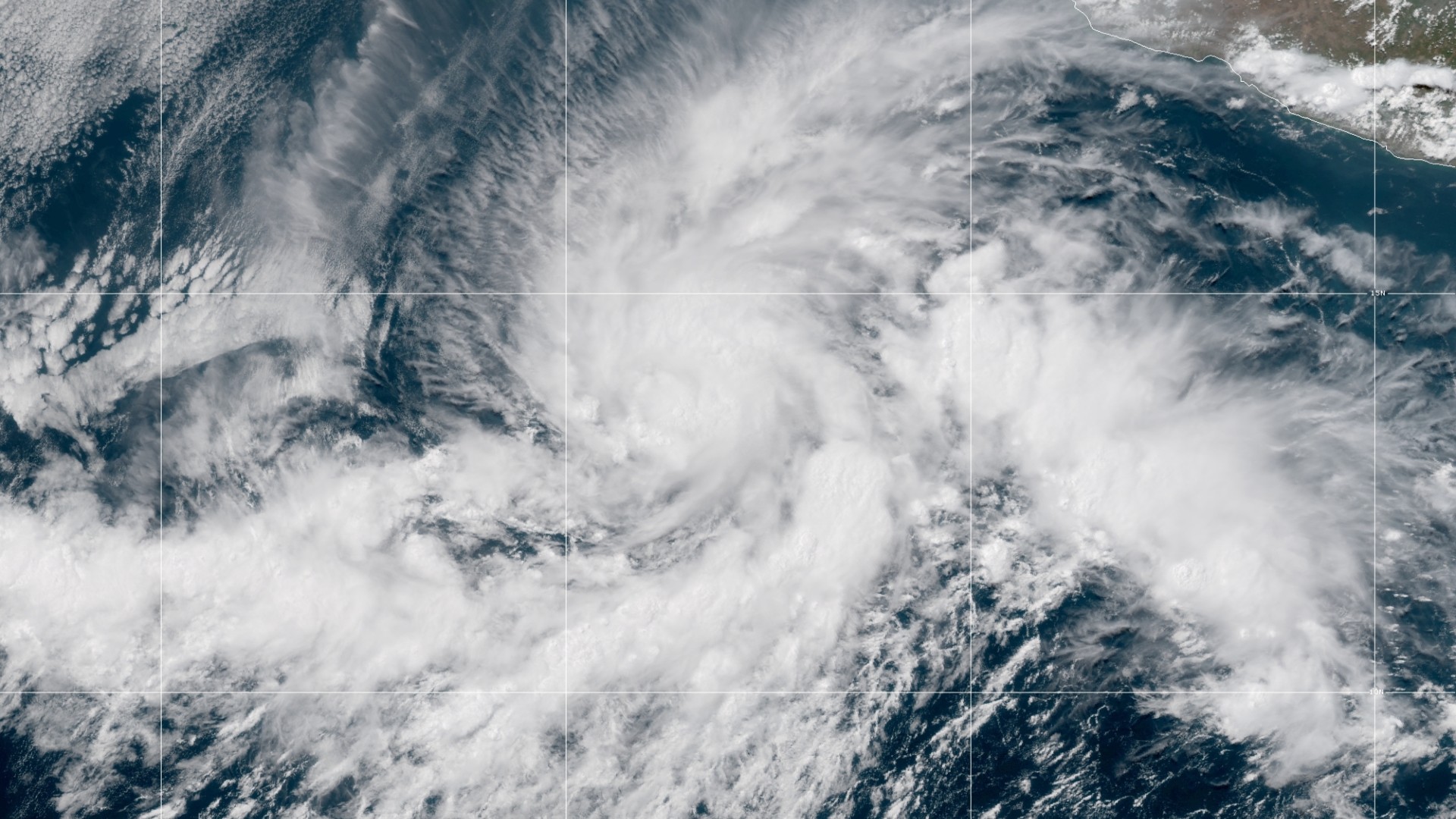 The National Weather Service posted this satellite image of Tropical Storm Blanca on May 31, 2021 as it formed far off from Mexico’s southern coast.