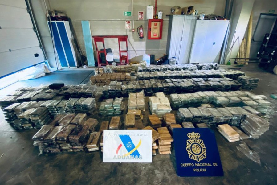 This May 2021 image from an affidavit for a search warrant, provided by the U.S. Department of Justice, shows cocaine that had been transported in hollowed-out pineapples from Costa Rica to Spain. Law enforcement agencies learned about the shipment as part of a global sting operation unveiled Tuesday, June 8, 2021, that intercepted text messages criminals thought were secure. Authorities they said dealt an “unprecedented blow” to organized crime in countries around the world. (Department of Justice via AP)