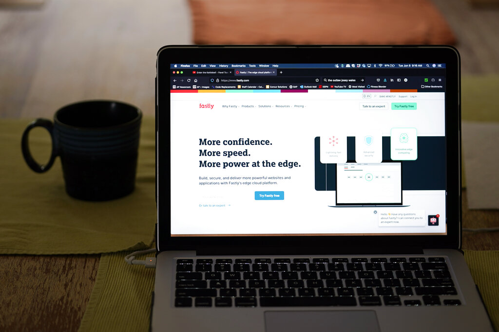 The Fastly home page is seen on Tuesday, June 8, 2021, in Los Angeles. (AP Photo/Marcio Jose Sanchez)