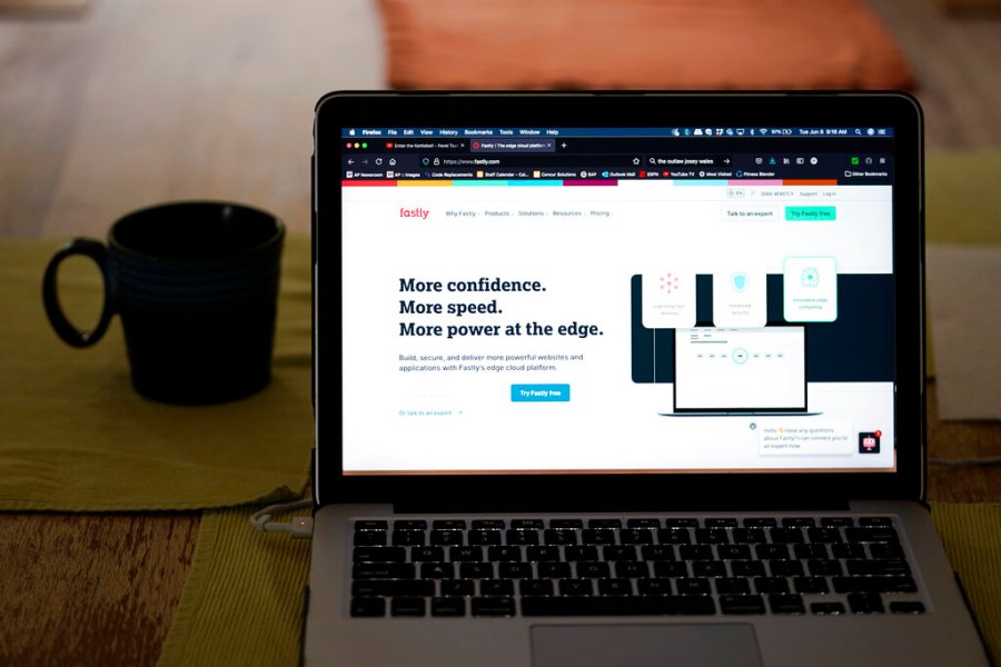 The Fastly home page is seen on Tuesday, June 8, 2021, in Los Angeles. (AP Photo/Marcio Jose Sanchez)