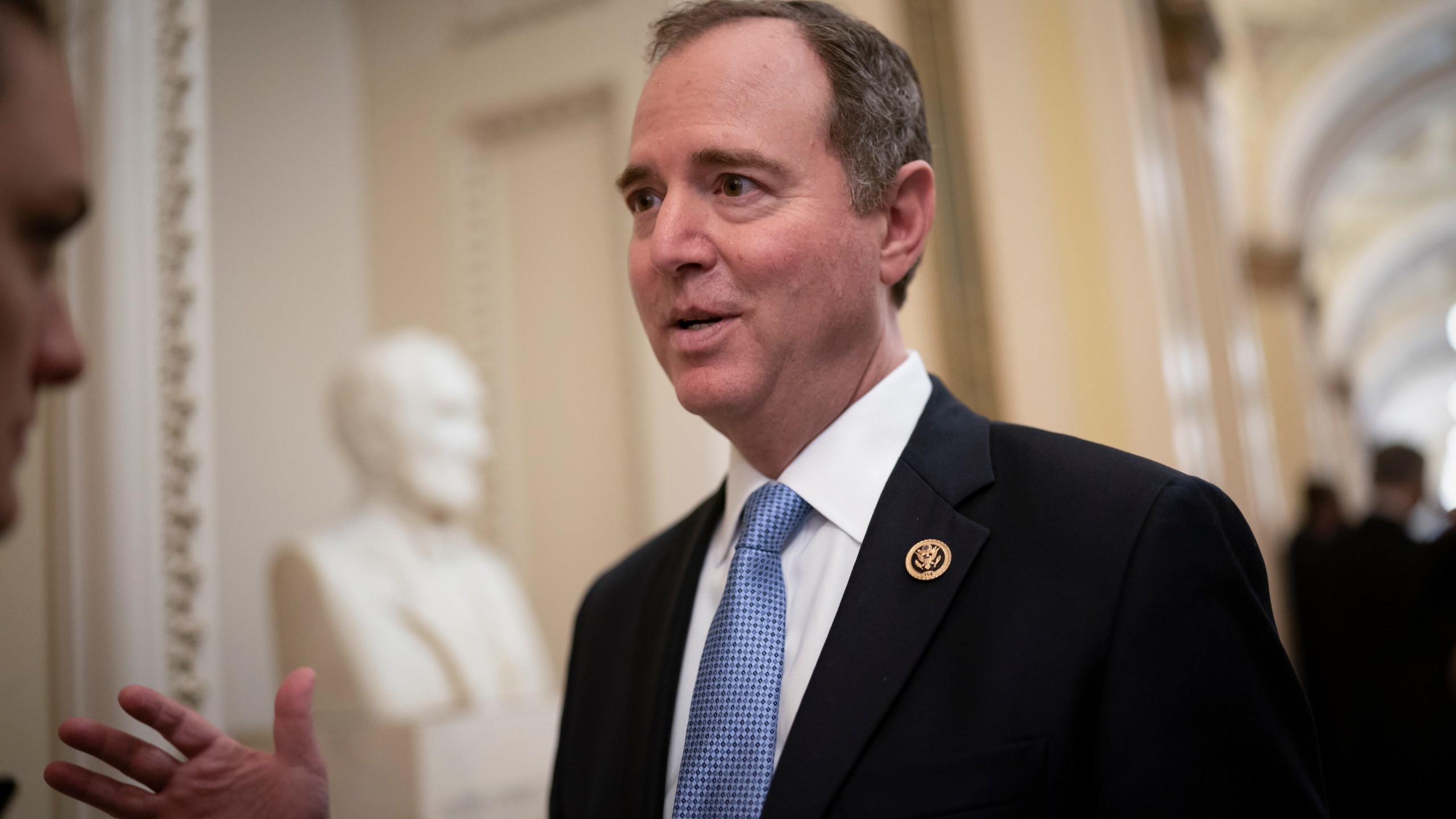 In this March 3, 2020, file photo, House Intelligence Committee Chairman Adam Schiff, D-Calif., talks to reporters on Capitol Hill in Washington. (AP Photo/J. Scott Applewhite, File)