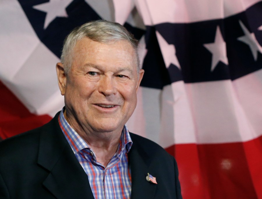 In this Nov. 6, 2018 file photo, U.S. Rep. Dana Rohrabacher, R-Costa Mesa, addresses members of the media and supporters waiting for elections results at the Skosh Monahan's Irish Pub in Costa Mesa, Calif. The former California representative confirmed he attended the riot at the U.S. Capitol on Jan. 6, 2021, after anonymous investigators online identified him in footage. He said he went to protest what he called a fraudulent election. (AP Photo/Damian Dovarganes, File)