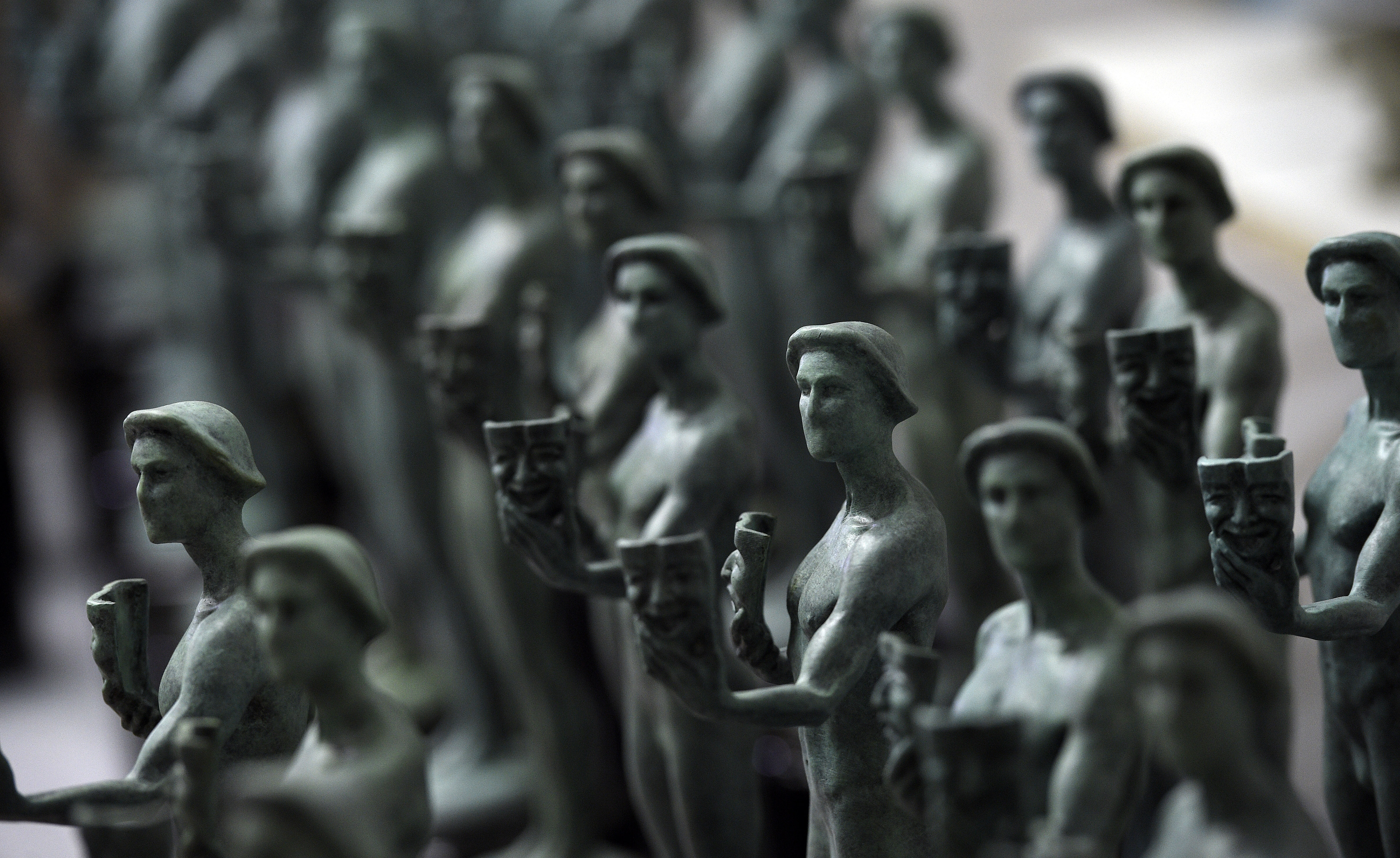 Finished Actor statuettes are displayed during the 25th annual Casting of the Screen Actors Guild Awards at American Fine Arts Foundry on Jan. 15, 2019, in Burbank, Calif. (Photo by Chris Pizzello/Invision/AP, File)