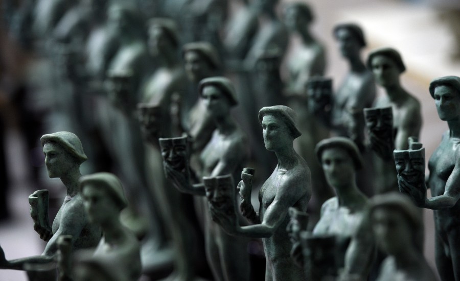 Finished Actor statuettes are displayed during the 25th annual Casting of the Screen Actors Guild Awards at American Fine Arts Foundry on Jan. 15, 2019, in Burbank, Calif. (Photo by Chris Pizzello/Invision/AP, File)