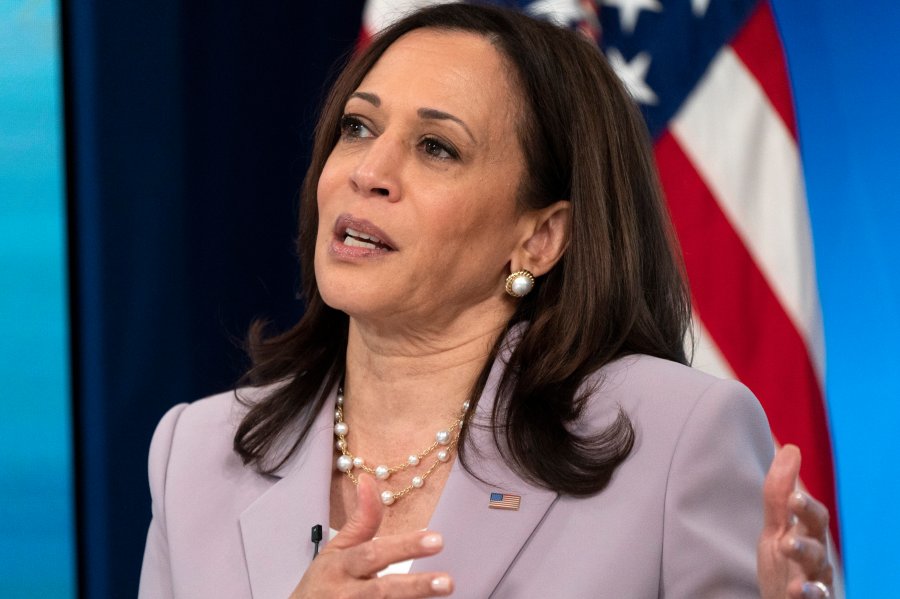 Vice President Kamala Harris speaks about voting rights on June 23, 2021, from the South Court Auditorium on the White House complex. (Jacquelyn Martin/Associated Press)