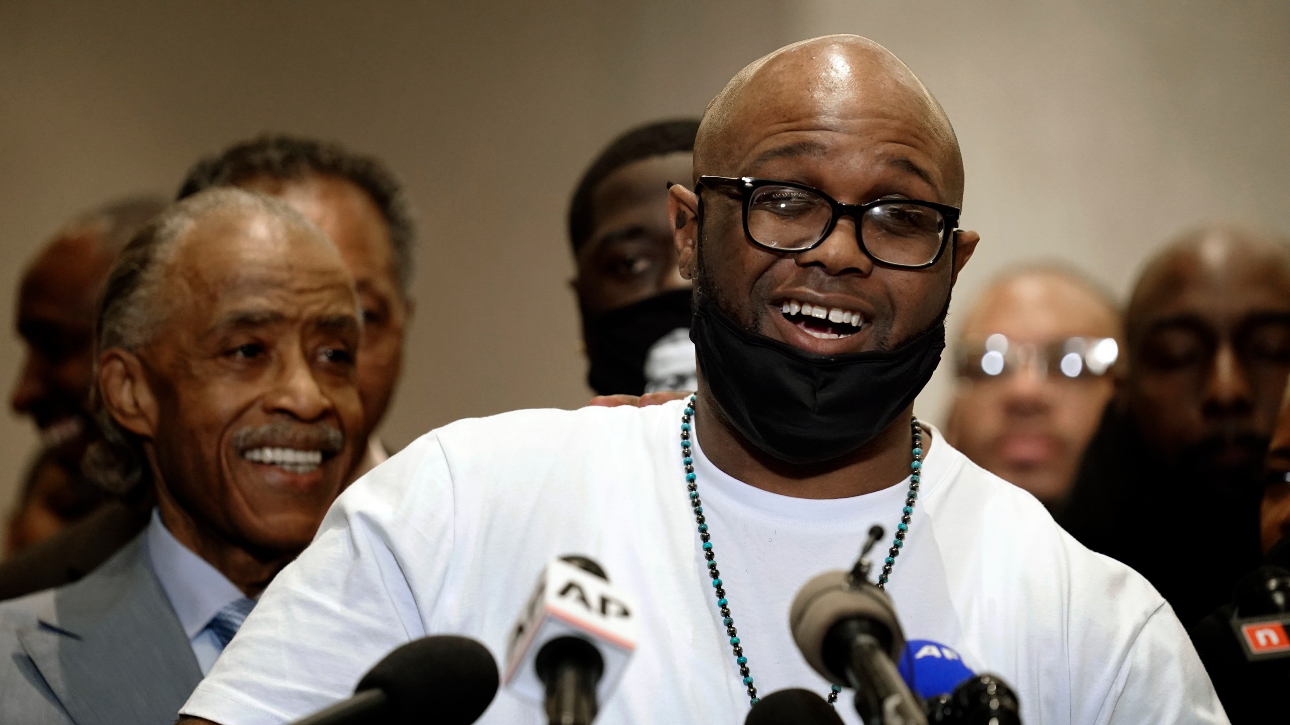 In this April 20, 2021 file photo, George Floyd's brother, Terrence Floyd, speaks during a news conference after the verdict was read in the trial of former Minneapolis Police officer Derek Chauvin, who was convicted of second-degree unintentional murder and other charges in Floyd’s May 25, 2020, death, in Minneapolis. Floyd's family members — including his brothers Terrence and Philonise and his nephew Brandon Williams — will give statements in court Friday, June 25, before Chauvin is sentenced. (AP Photo/John Minchillo File)