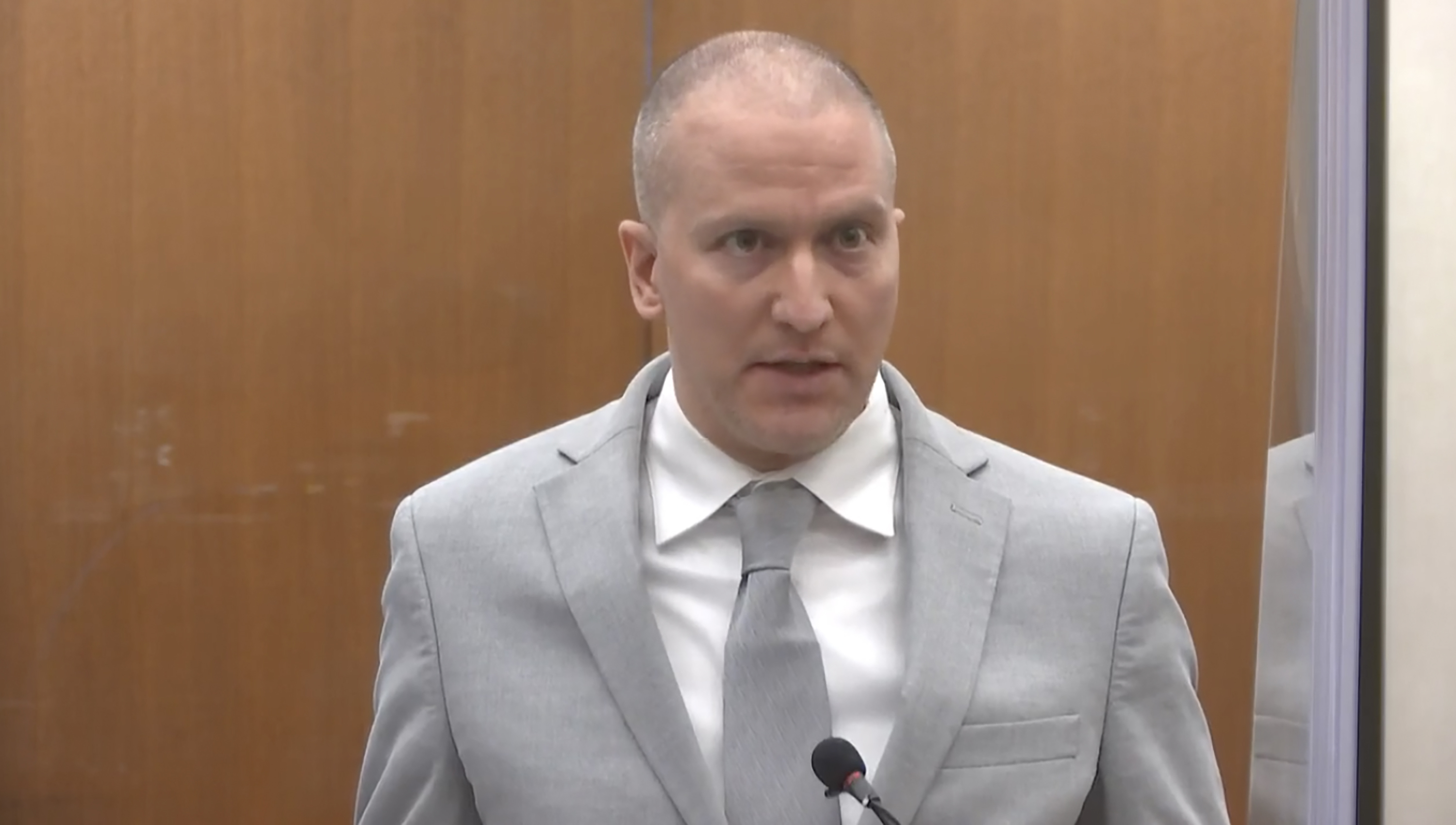 In this image taken from video, former Minneapolis police Officer Derek Chauvin addresses the court as Hennepin County Judge Peter Cahill presides over Chauvin's sentencing, Friday, June 25, 2021, at the Hennepin County Courthouse in Minneapolis. Chauvin faces decades in prison for the May 2020 death of George Floyd. (Court TV via AP, Pool)