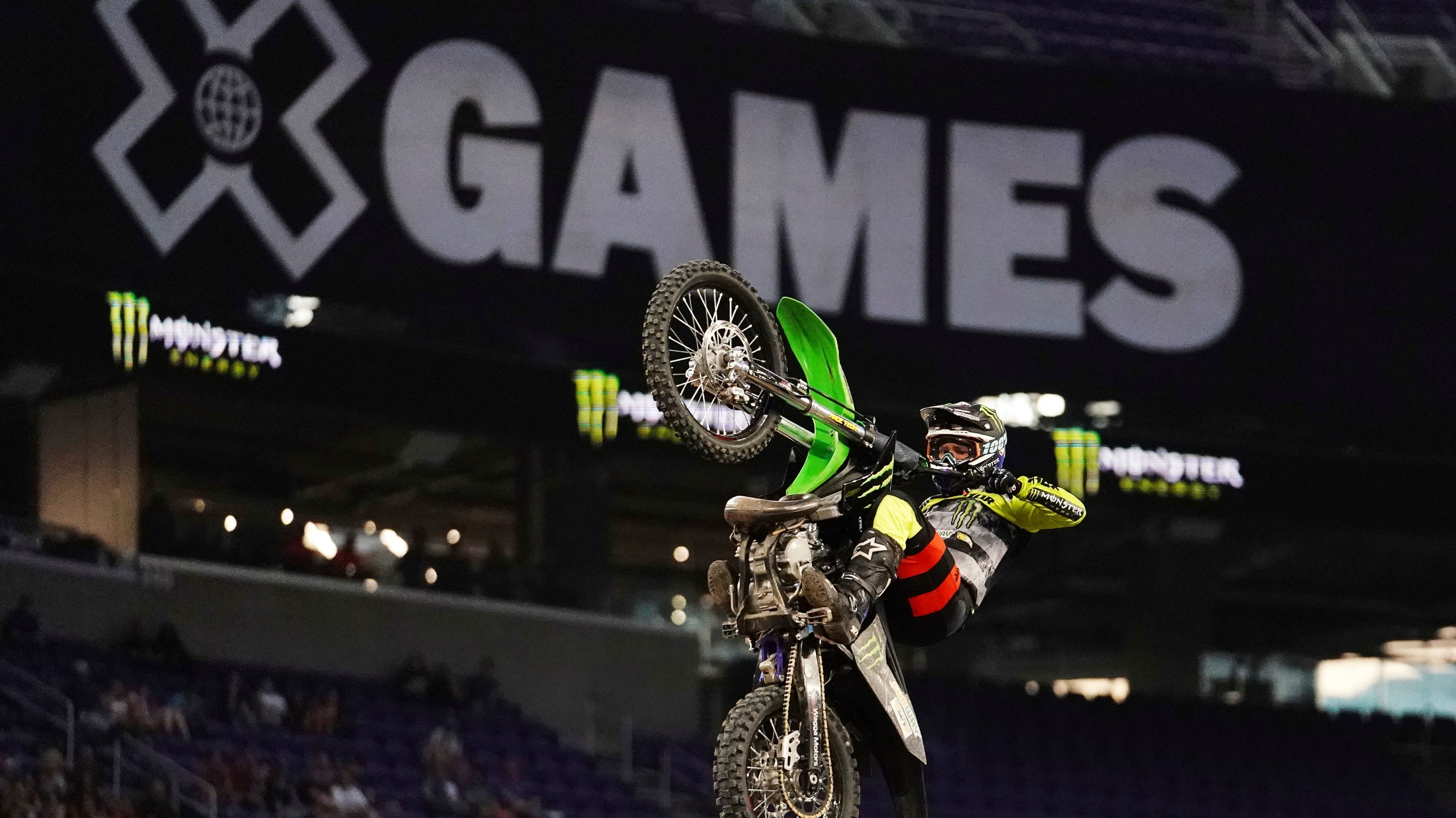 In this July 21, 2018, file photo, Jackson Strong competes in the Monster Energy Moto X Best Trick Final at the X Games in Minneapolis. After taking a year off due to the coronavirus pandemic, X Games is returning to its roots. BMX, Moto X and skateboarding will be contested at three Southern California training locations. (Anthony Souffle/Star Tribune via Associated Press)