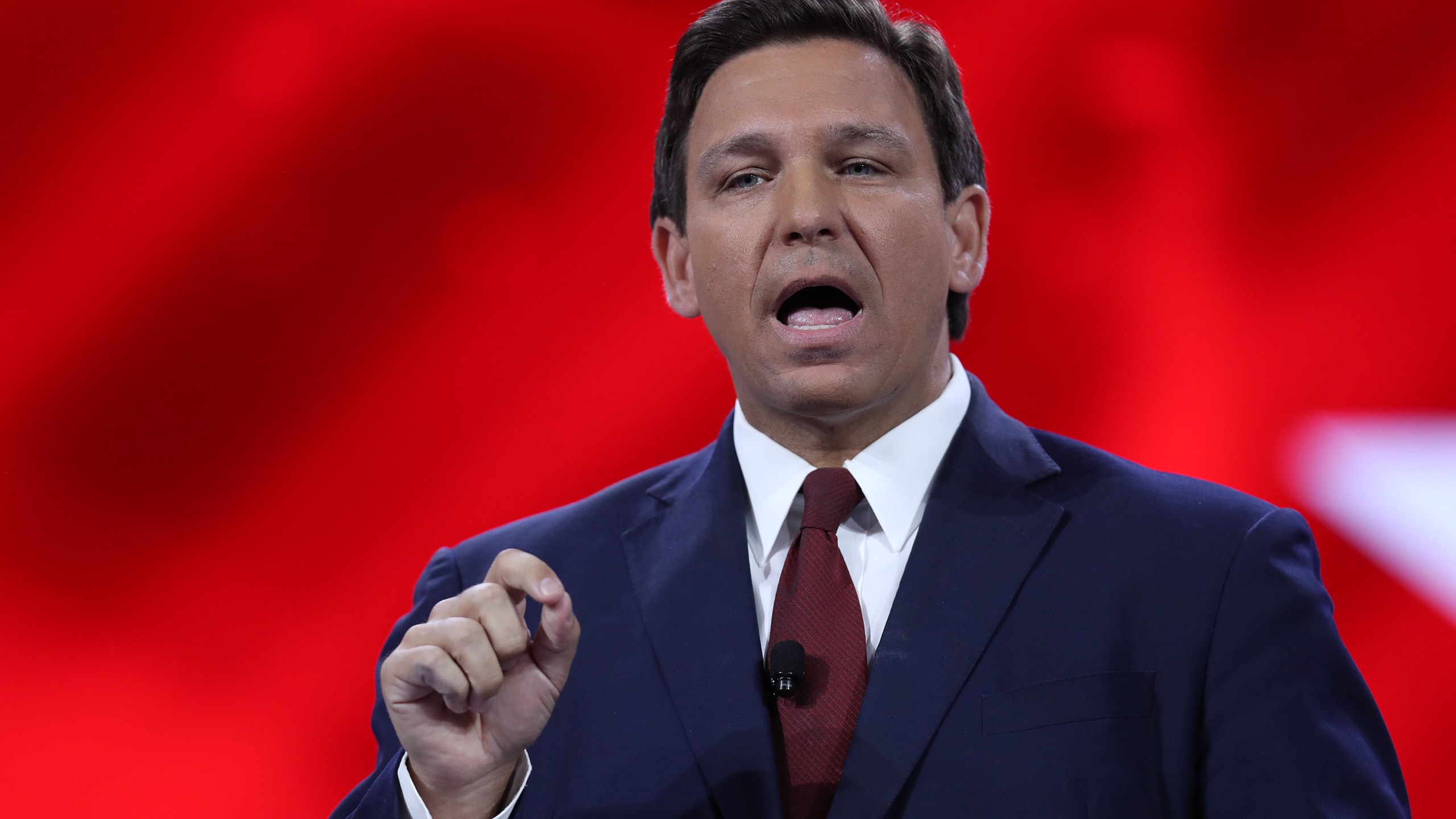 Florida Gov. Ron DeSantis speaks at the opening of the Conservative Political Action Conference at the Hyatt Regency on February 26, 2021 in Orlando, Florida. (Photo by Joe Raedle/Getty Images)