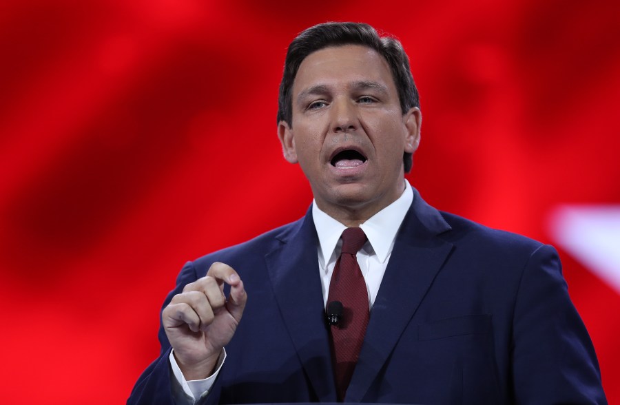 Florida Gov. Ron DeSantis speaks at the opening of the Conservative Political Action Conference at the Hyatt Regency on February 26, 2021 in Orlando, Florida. (Photo by Joe Raedle/Getty Images)