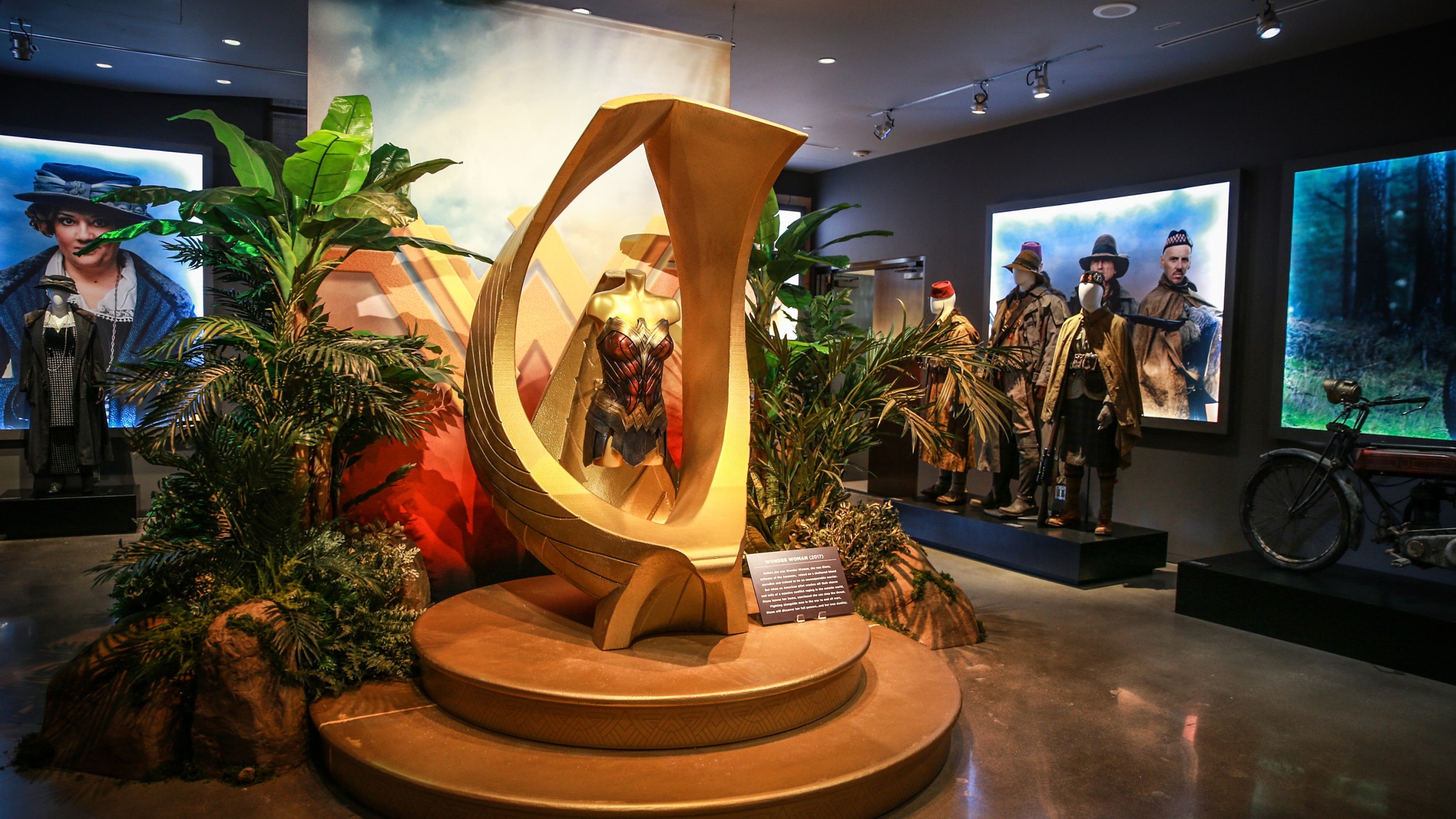 Props and costumes are seen as Warner Bros. Studio Tour Hollywood adds a Wonder Woman Exhibit to DC Universe: The Exhibit at Warner Bros. Tour Center on July 31, 2017 in Burbank, California. (Rich Fury/Getty Images for Warner Bros. Studio Tour Hollywood)