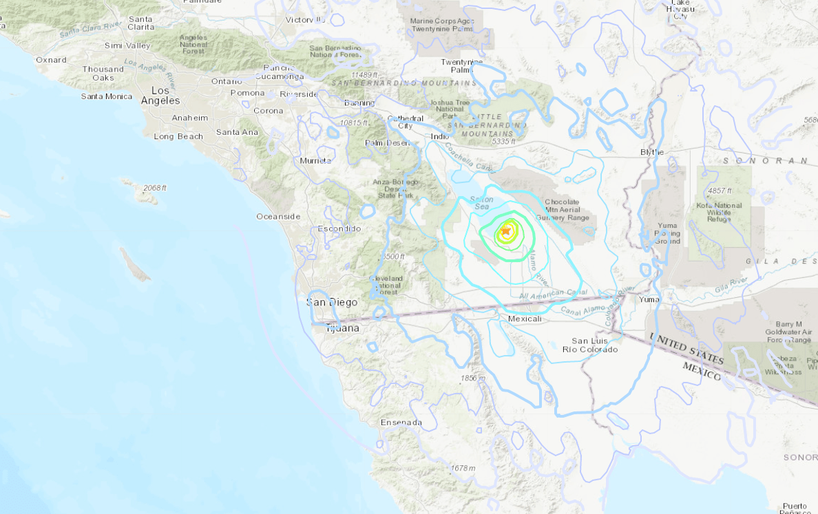 A magnitude 5.3 quake that struck near Calipatria on June 5, 2021. (USGS)