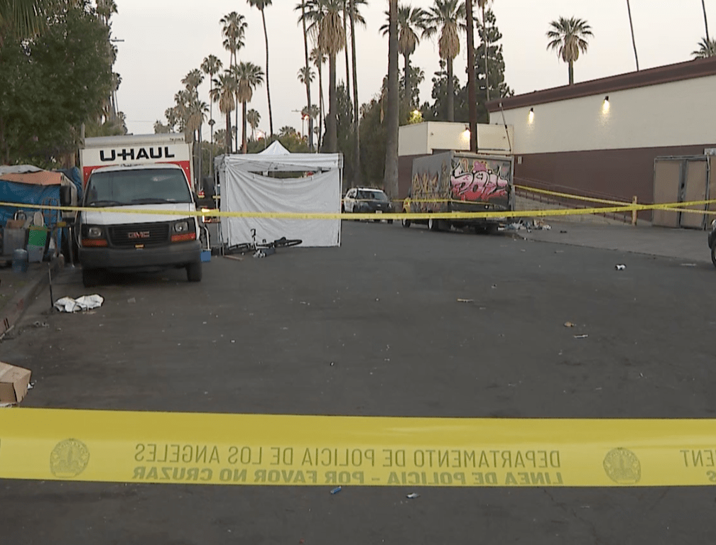 A man was shot and killed on June 28, 2021, in the Pico-Union neighborhood of Los Angeles. (KTLA)