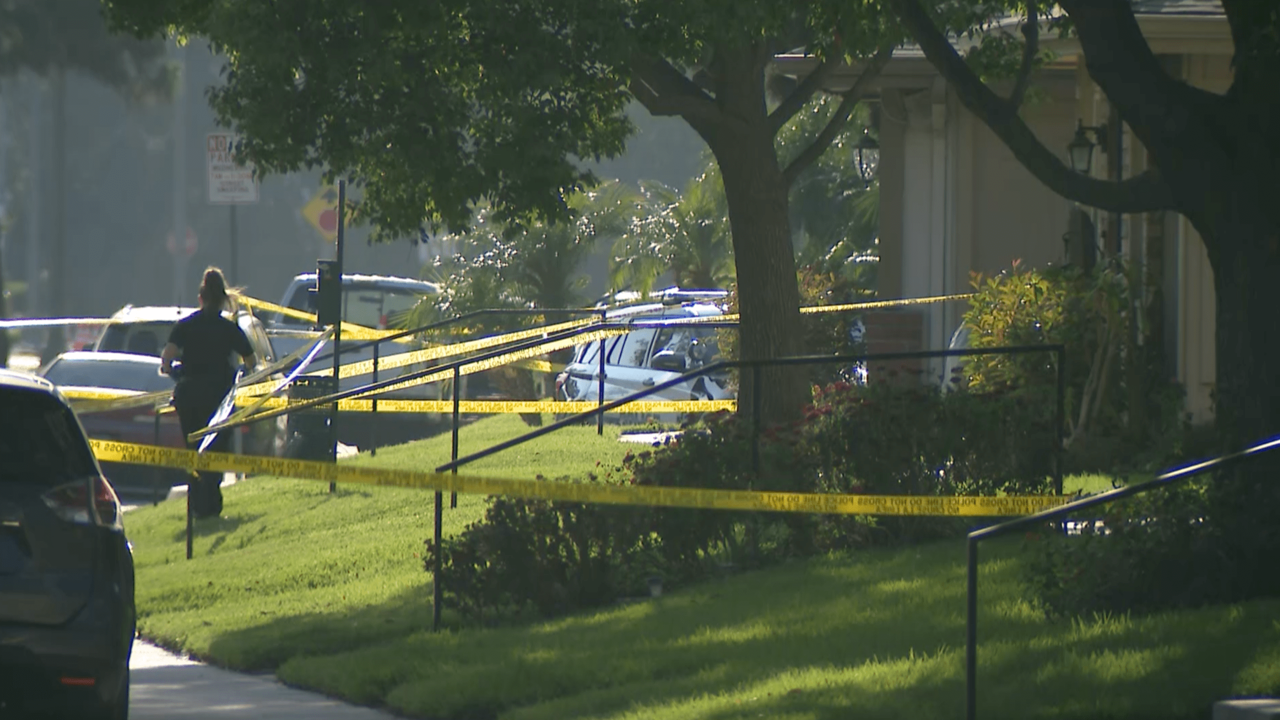 A residential area in Azusa is closed off after a fatal officer-involved-shooting on June 27, 2021. (KTLA)