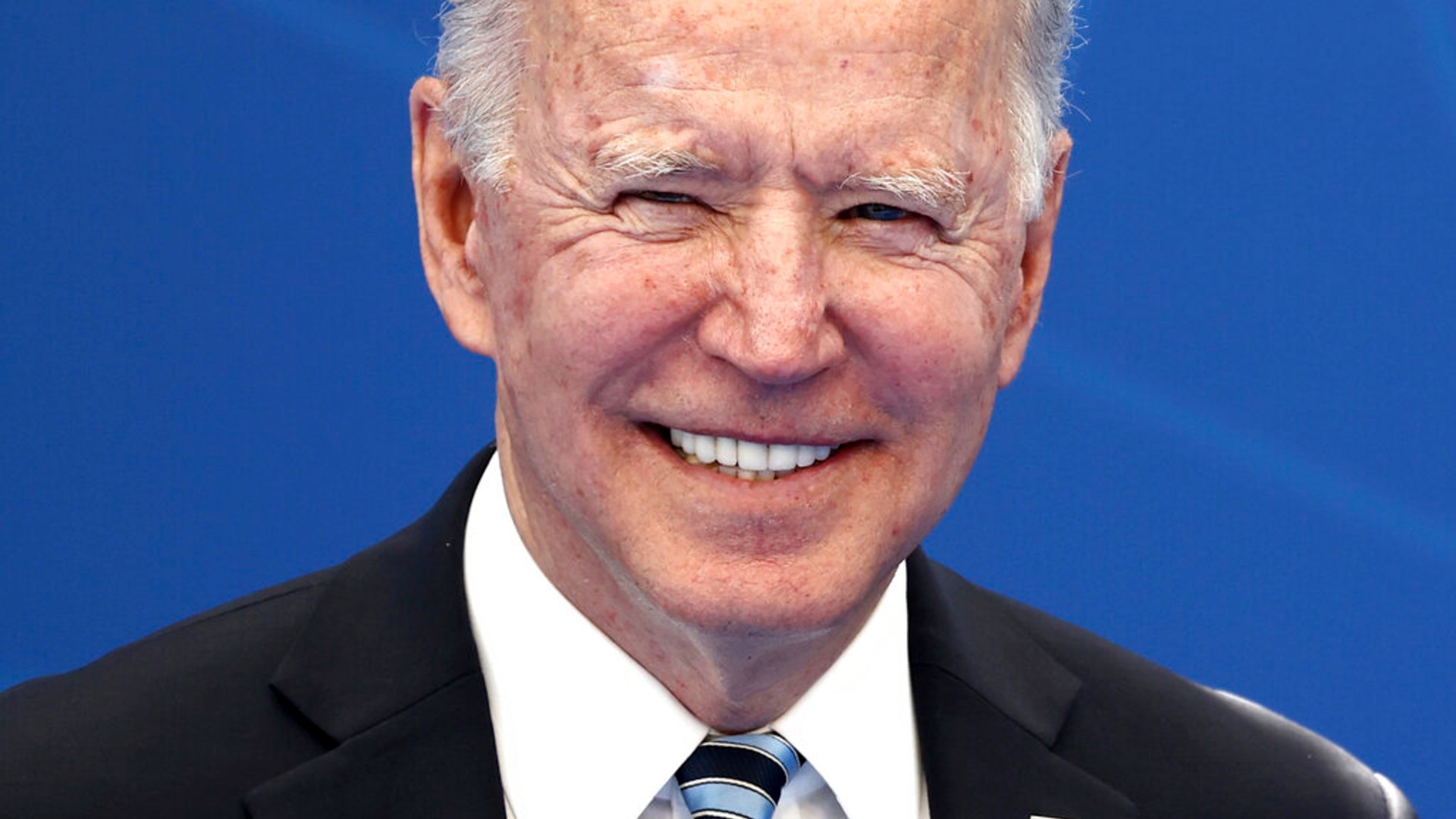 U.S. President Joe Biden arrives for a NATO summit at NATO headquarters in Brussels, Monday, June 14, 2021. (Kenzo Tribouillard, Pool via AP)