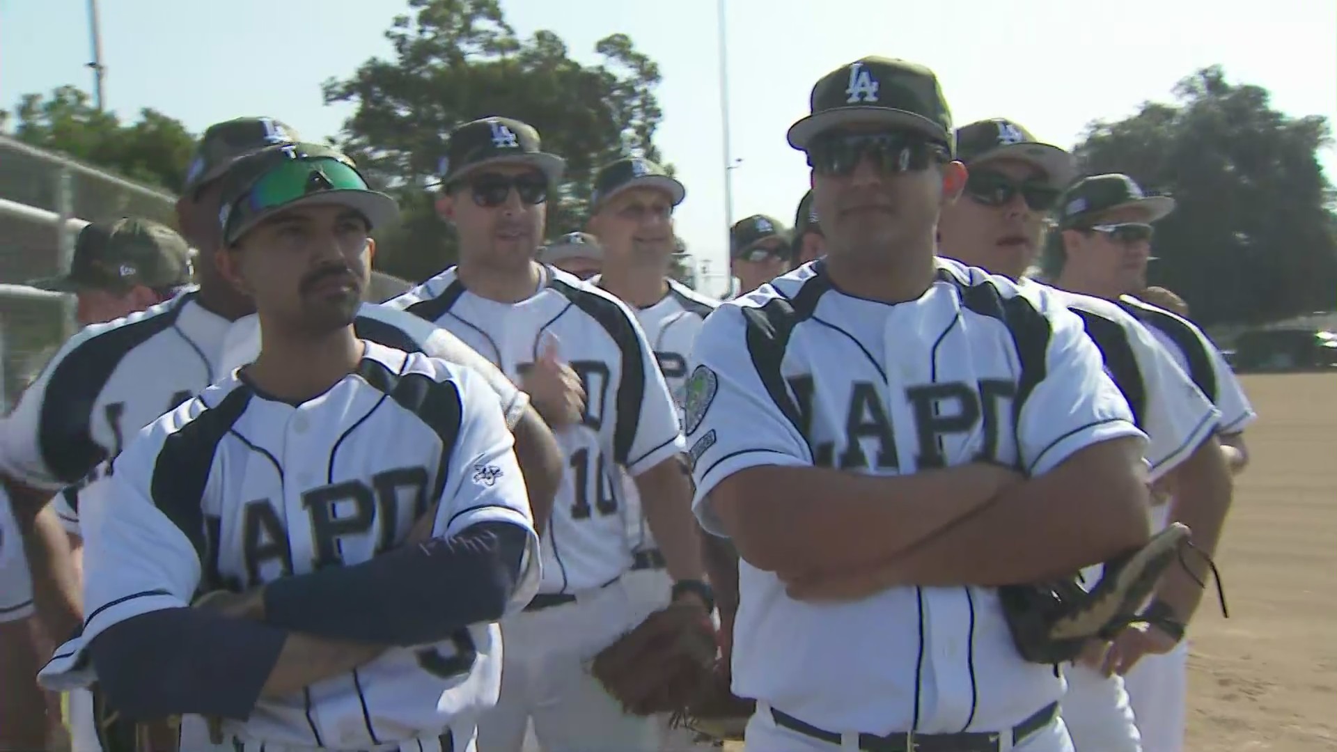 Los Angeles Police Department baseball team preps for Father's Day baseball game on June 19, 2021.