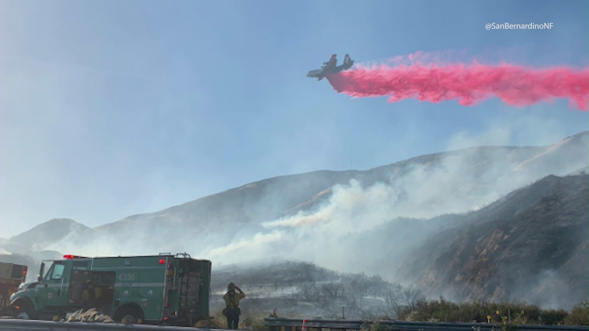 Wildland firefighters battle the Cloud Fire in the San Bernardino National Forest on June 12, 2021.