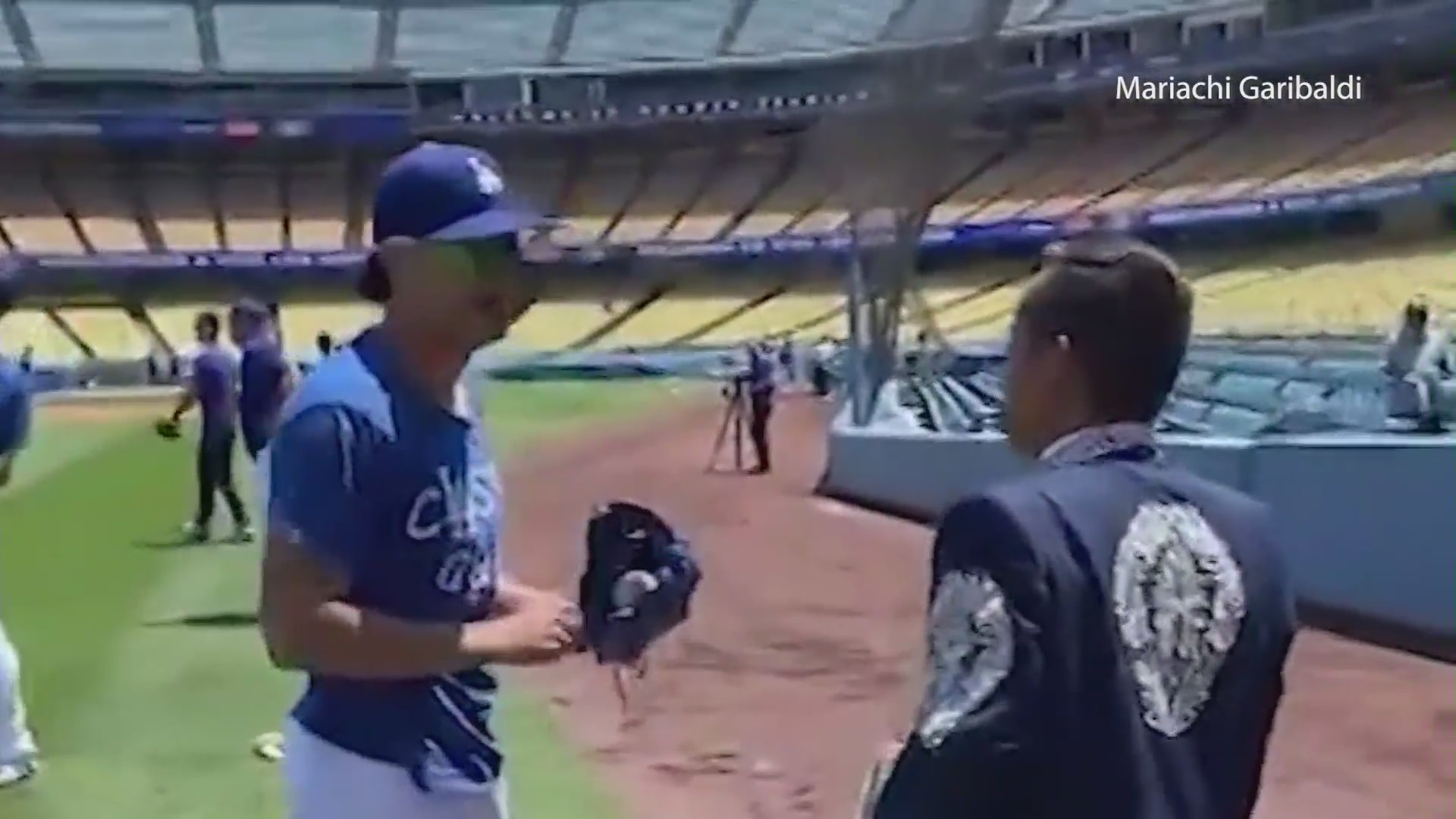 What started off as a sound check with Mariachi Garibaldi de Jaime Cuellar turned into a private performance for players at Dodger Stadium on June 27, 2021. (Mariachi Garibaldi)