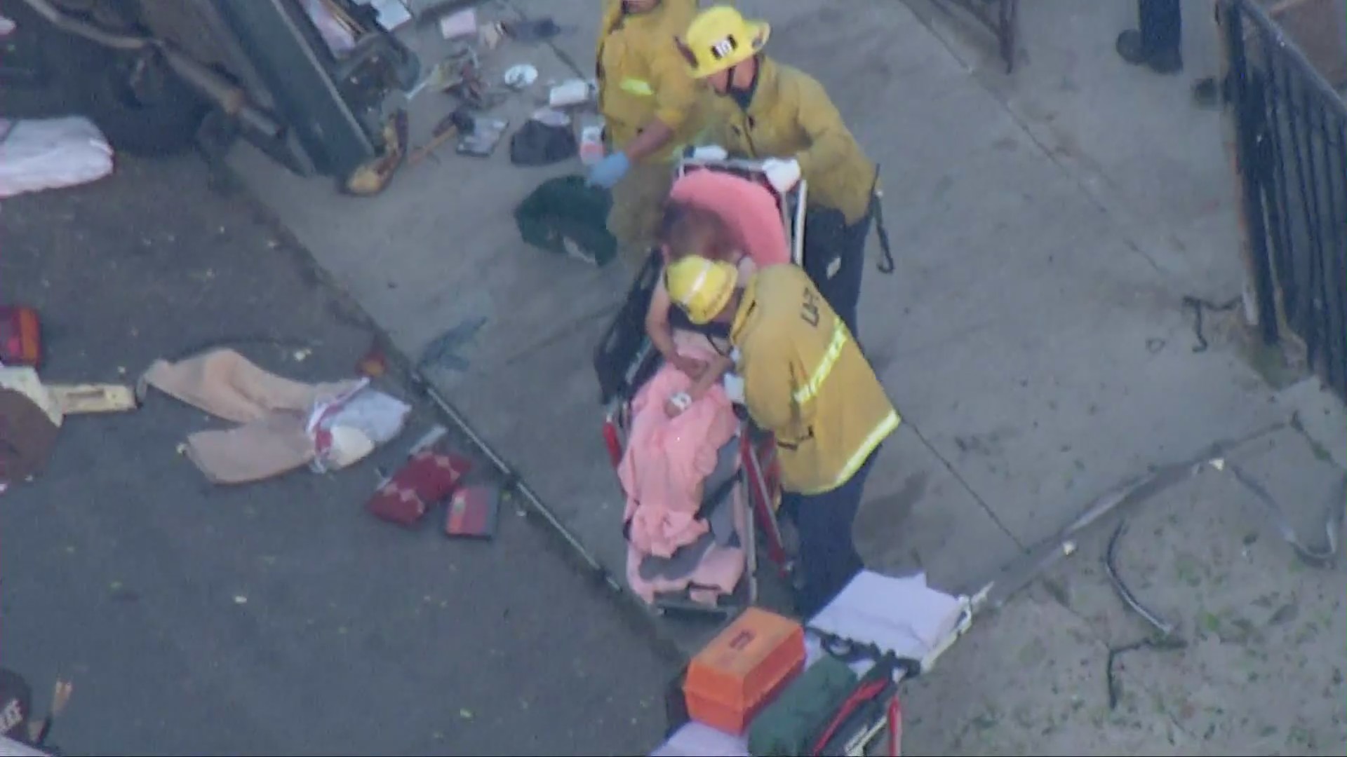 Sky5 was over the scene on June 30, 2021, at the scene of a fireworks explosion at a South Los Angeles home.