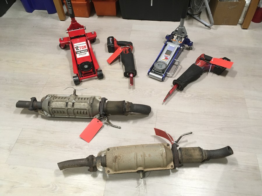 Three men from Los Angeles were arrested in Santa Barbara County for theft of catalytic converters early Thursday, police said. (Santa Barbara County Sheriff's Office)