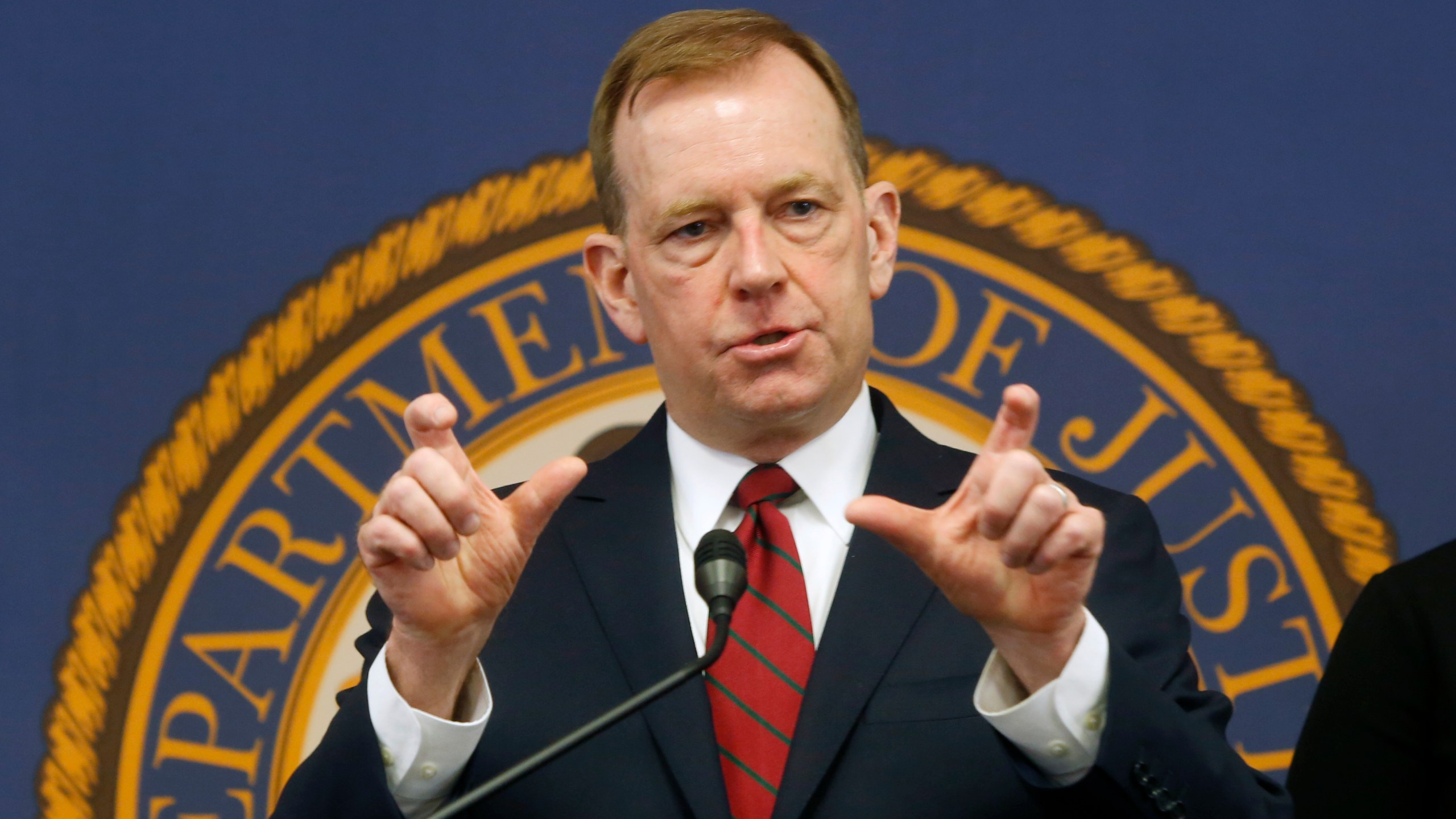 McGregor Scott, the U.S. Attorney for the Eastern District of California, answers questions at a news conference in Sacramento on Jan. 24, 2020. (Rich Pedroncelli / Associated Press)