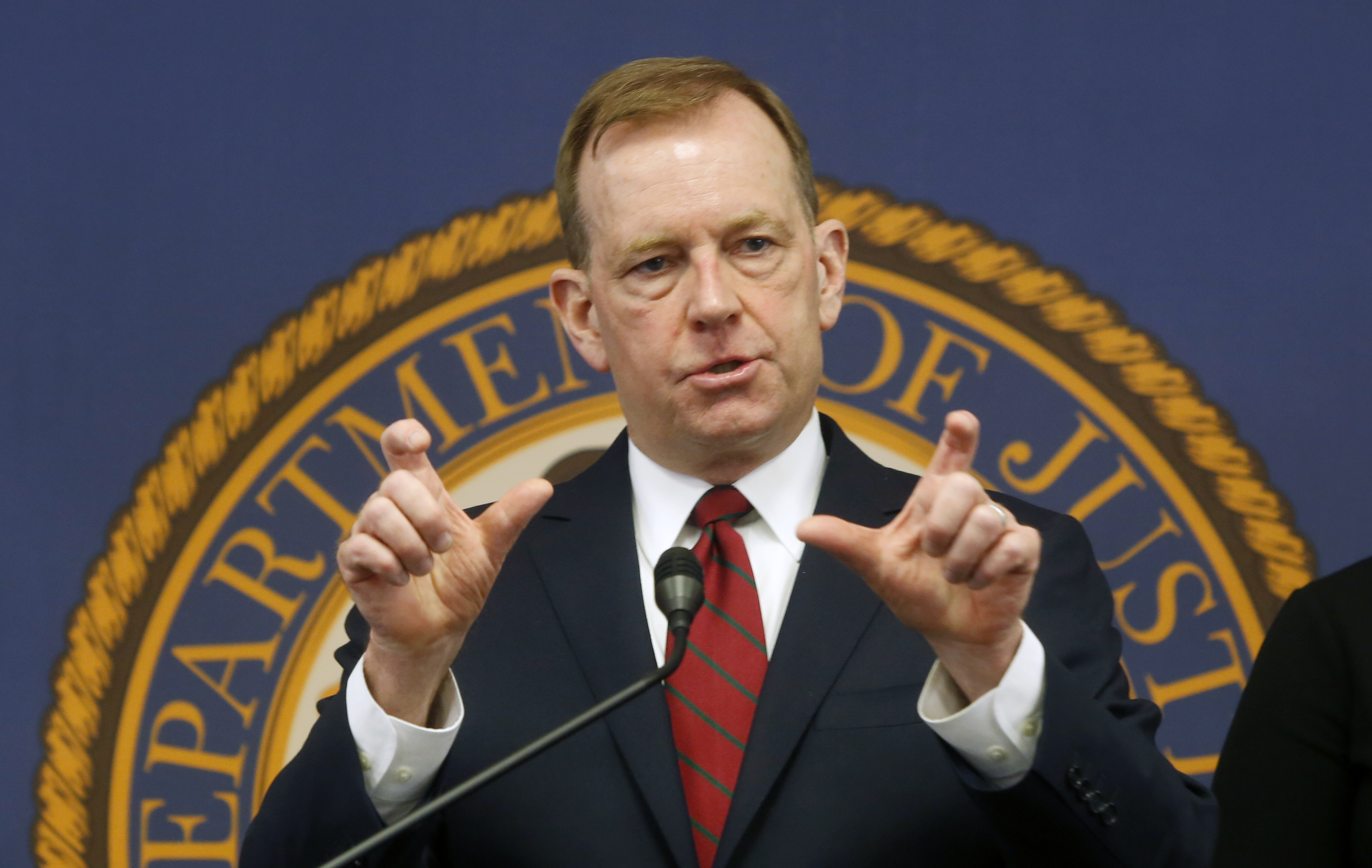 McGregor Scott, the U.S. Attorney for the Eastern District of California, answers questions at a news conference in Sacramento on Jan. 24, 2020. (Rich Pedroncelli / Associated Press)