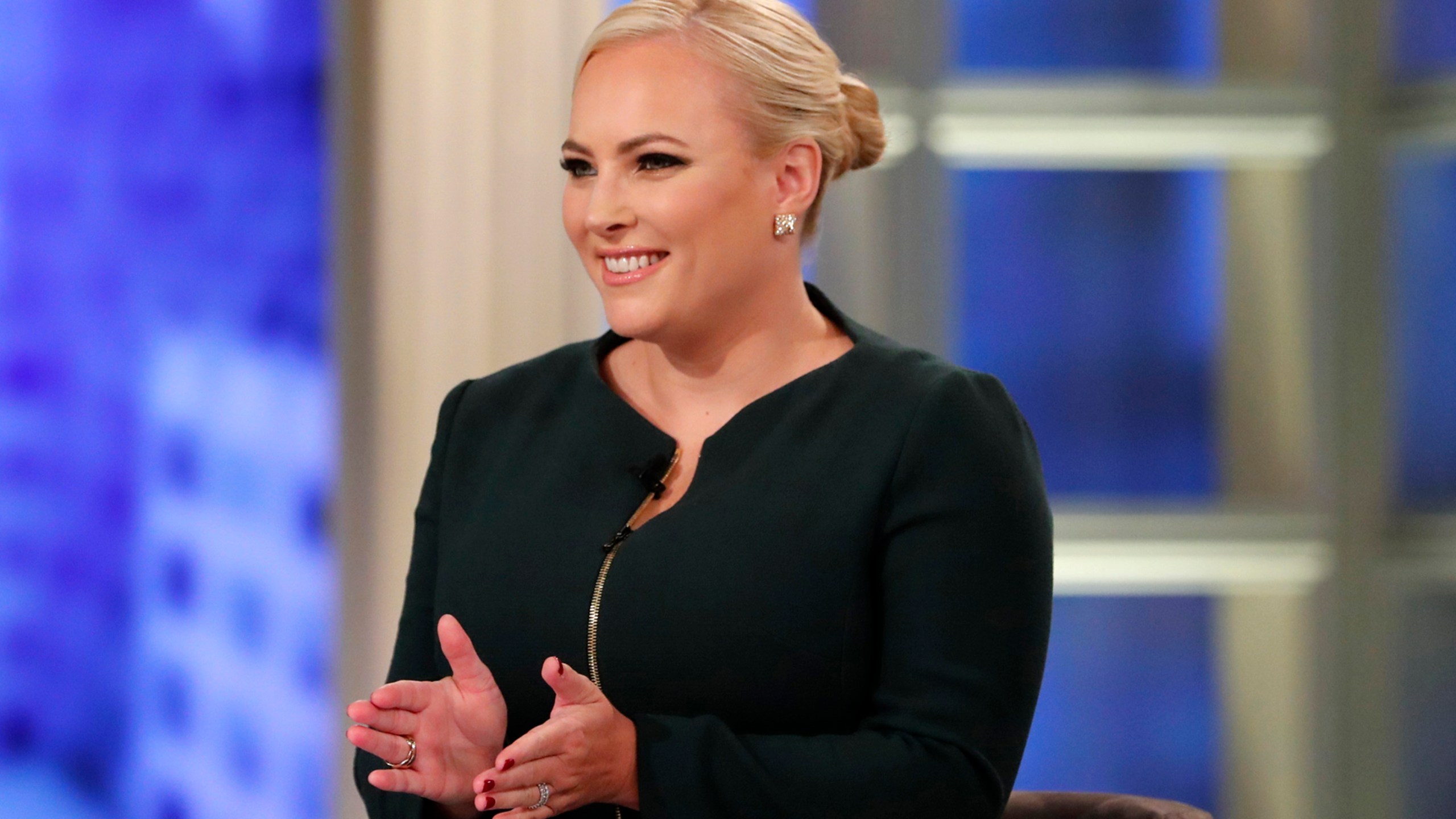 This image released by ABC shows co-host Meghan McCain during a broadcast of "The View" in New York on October 8, 2018. McCain announced her departure from the popular morning talk show on Thursday, July 1, 2021. (Lou Rocco/ABC via AP)