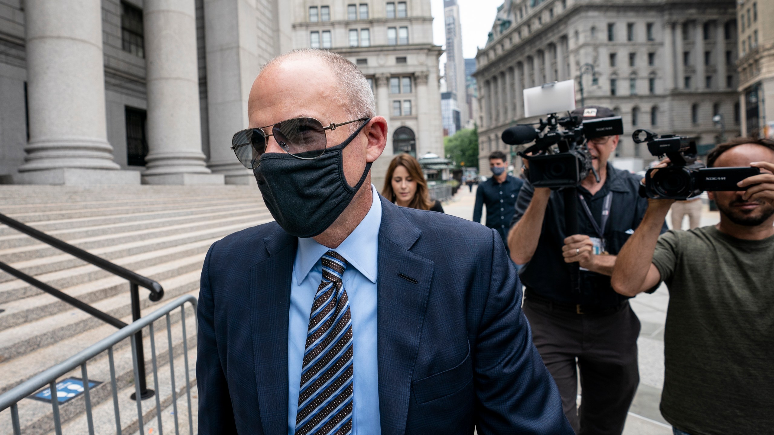 Michael Avenatti arrives for a scheduled sentencing at Manhattan federal court on July 8, 2021, in New York. (AP Photo/John Minchillo)