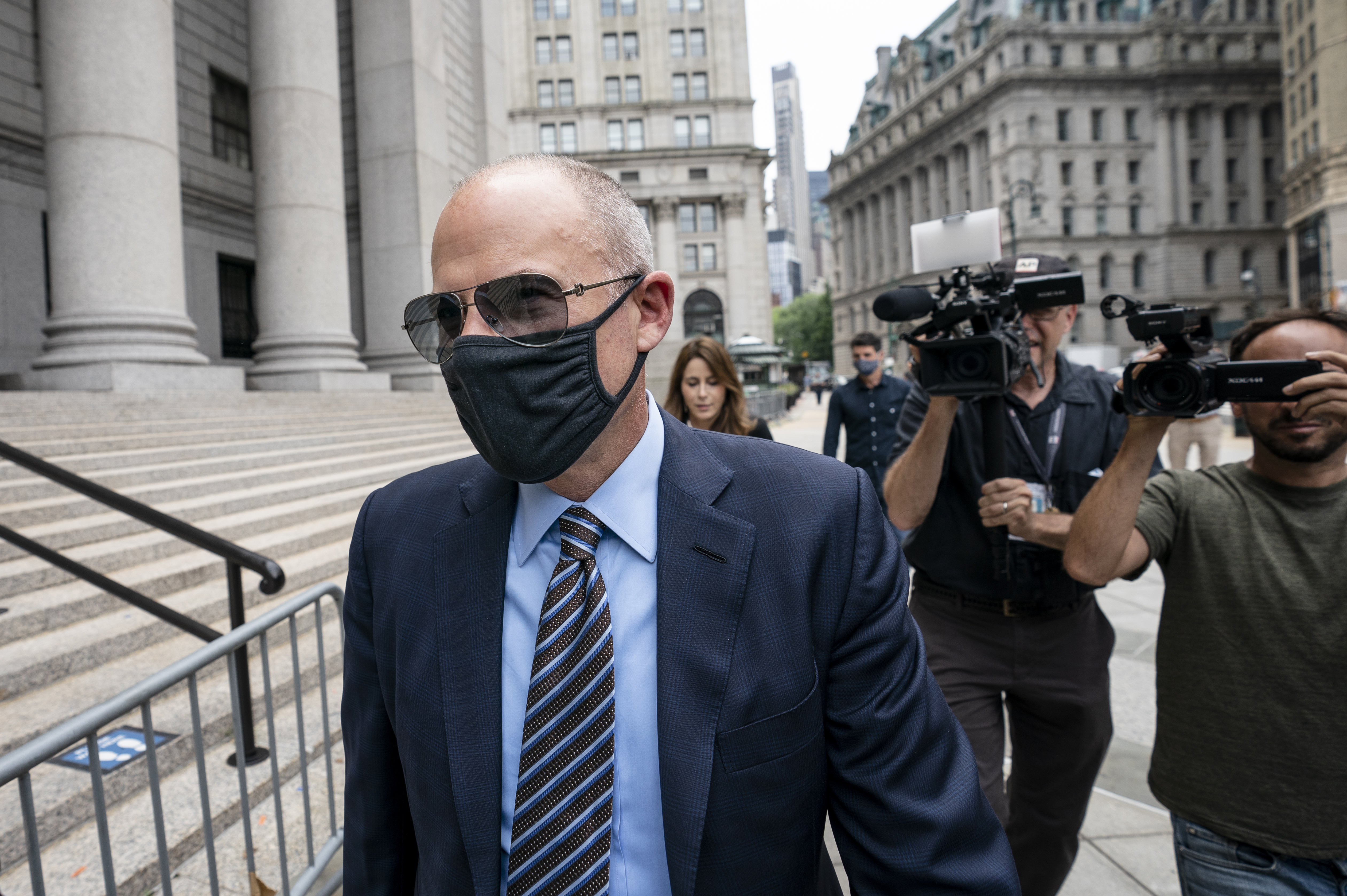 Michael Avenatti arrives for a scheduled sentencing at Manhattan federal court on July 8, 2021, in New York. (AP Photo/John Minchillo)