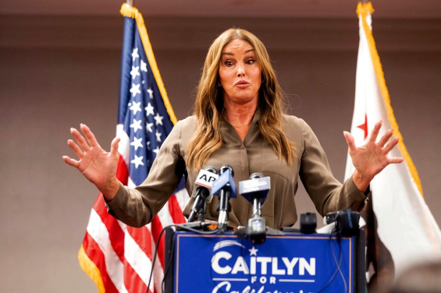 Caitlyn Jenner, Republican candidate for California governor, speaks during a news conference on Friday, July 9, 2021, in Sacramento, Calif. (AP Photo/Noah Berger)