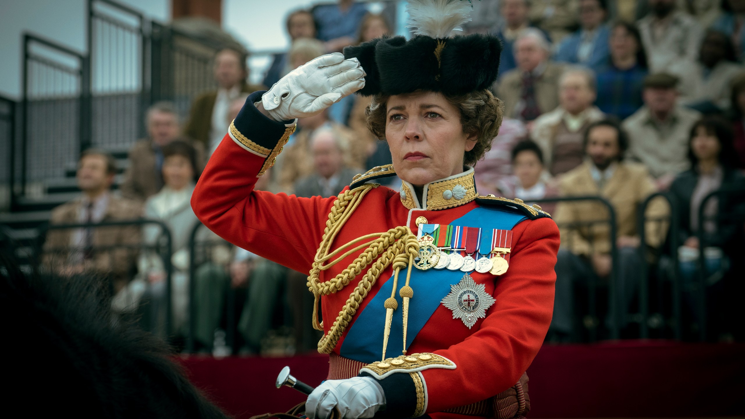 This image released by Netflix shows Olivia Colman as Queen Elizabeth II in a scene from "The Crown." Colman was nominated for an Emmy Award for outstanding leading actress in a drama series. (Liam Daniel/Netflix via AP)