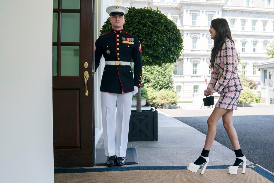 Singer Olivia Rodrigo arrives at the White House to promote the COVID-19 vaccine on July 14, 2021. (Evan Vucci / Associated Press)