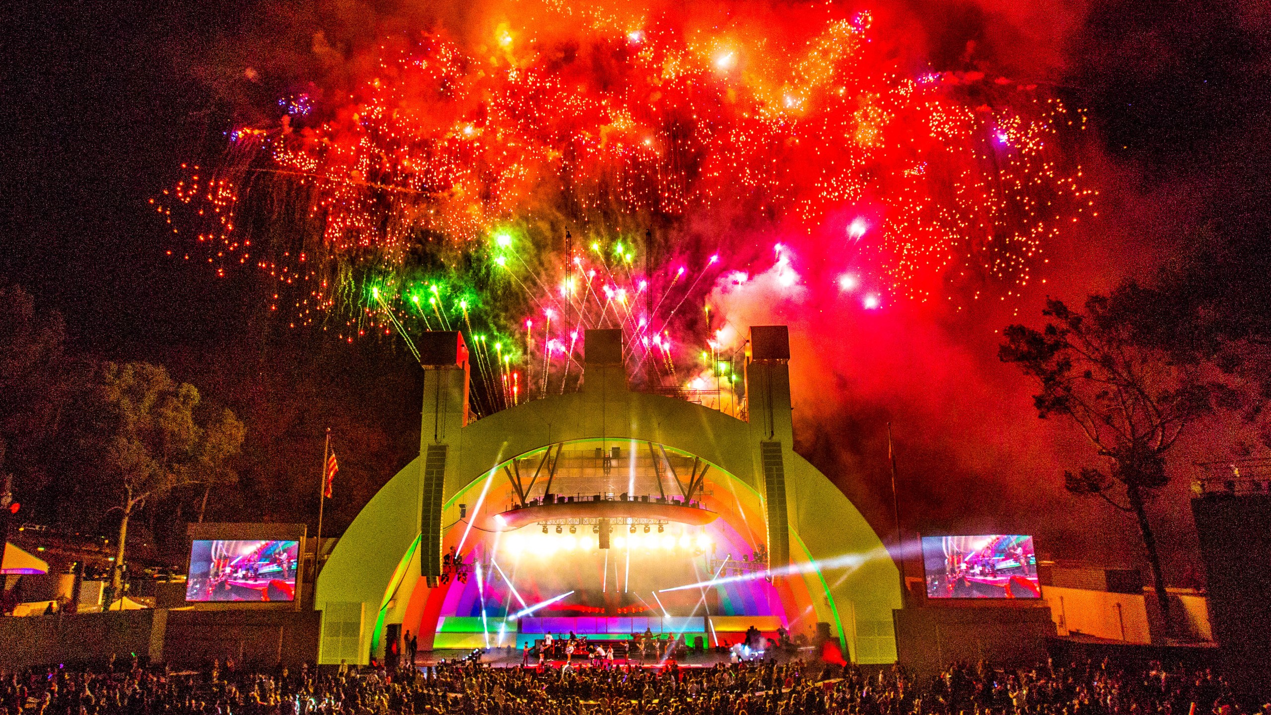 A fireworks display is seen during a show at the Hollywood Bowl on Oct. 24, 2014. (Christopher Polk / Getty Images)