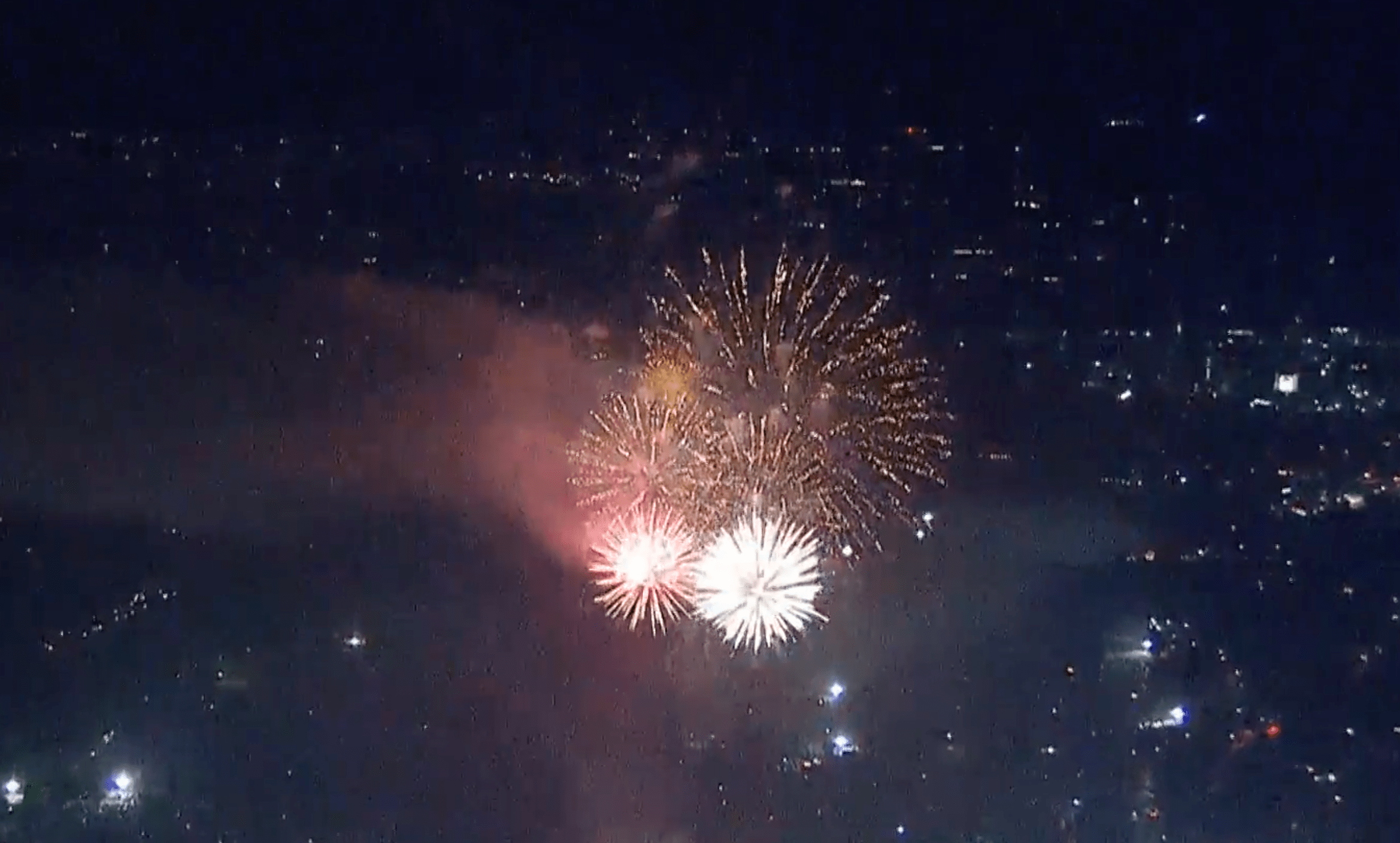 Fireworks burst over Los Angeles July 4, 2021. (KTLA)