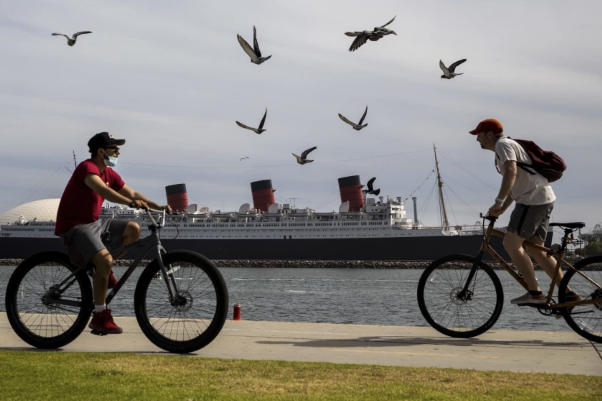 The Queen Mary ship is shown docked in Long Beach on May 25, 2021.(Jay L. Clendenin / Los Angeles Times)