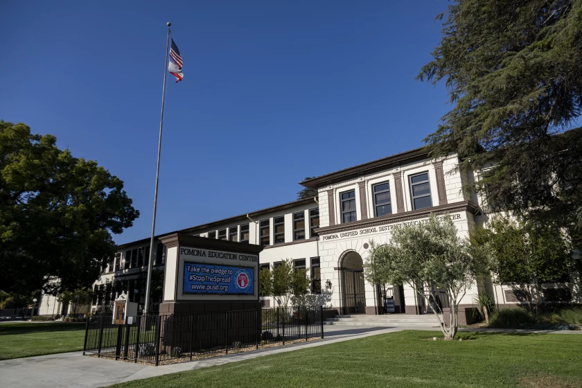 The Pomona Unified School District Center on July 1, 2021.(Gina Ferazzi / Los Angeles Times)