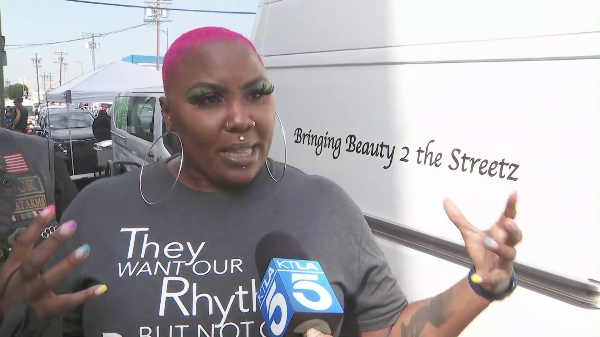 Shirley Raines talks about her nonprofit, Beauty 2 the Streetz, which feeds and help homeless people on Skid Row look beautiful every week on July 10, 2021.