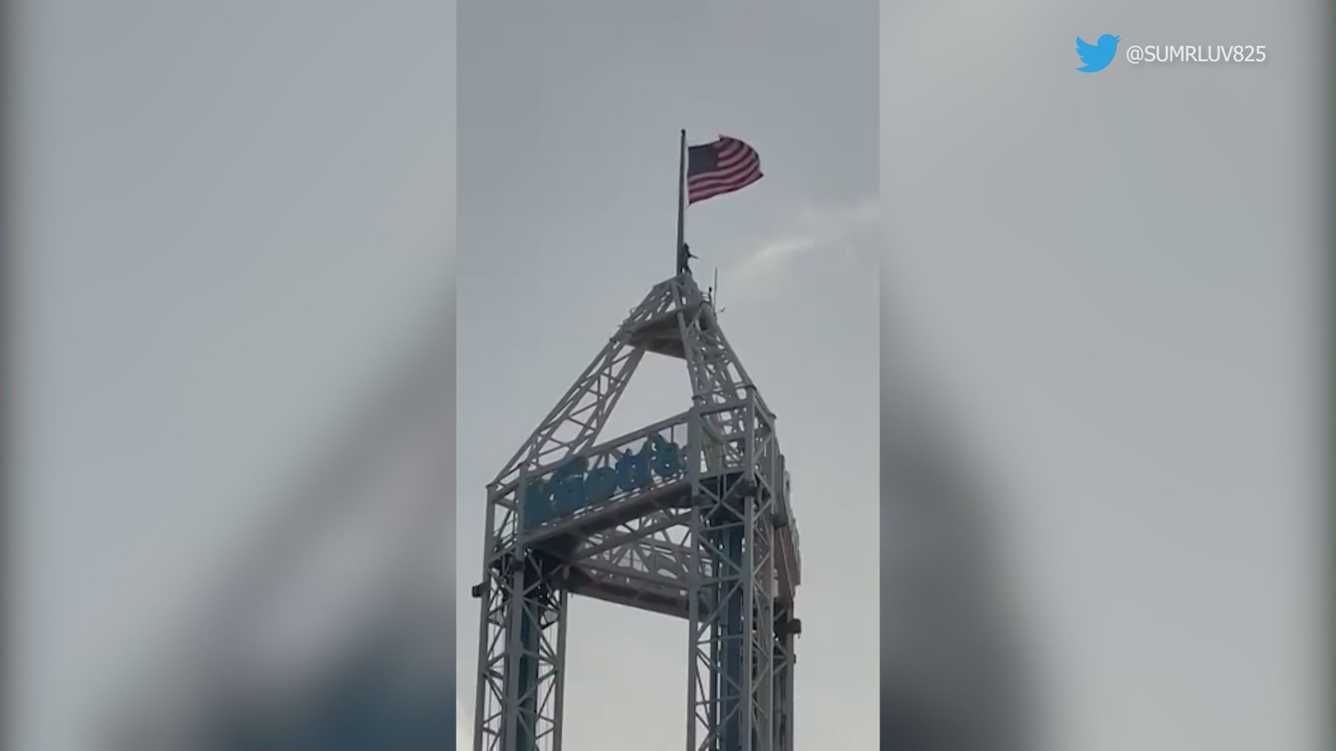 A man climbed to the top of Supreme Scream at Knott's Berry Farm on Saturday, July 17.