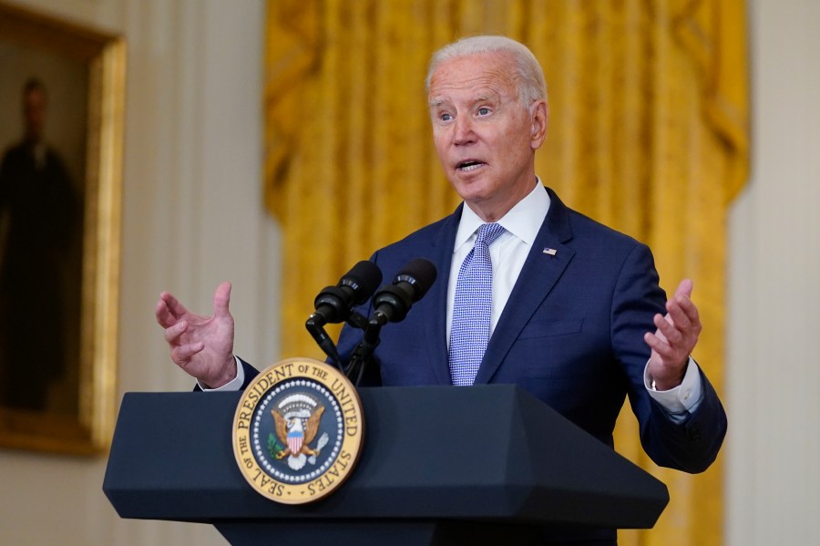 President Joe Biden speaks about prescription drug prices and his "Build Back Better" agenda from the East Room of the White House, Thursday, Aug. 12, 2021, in Washington. (AP Photo/Evan Vucci)