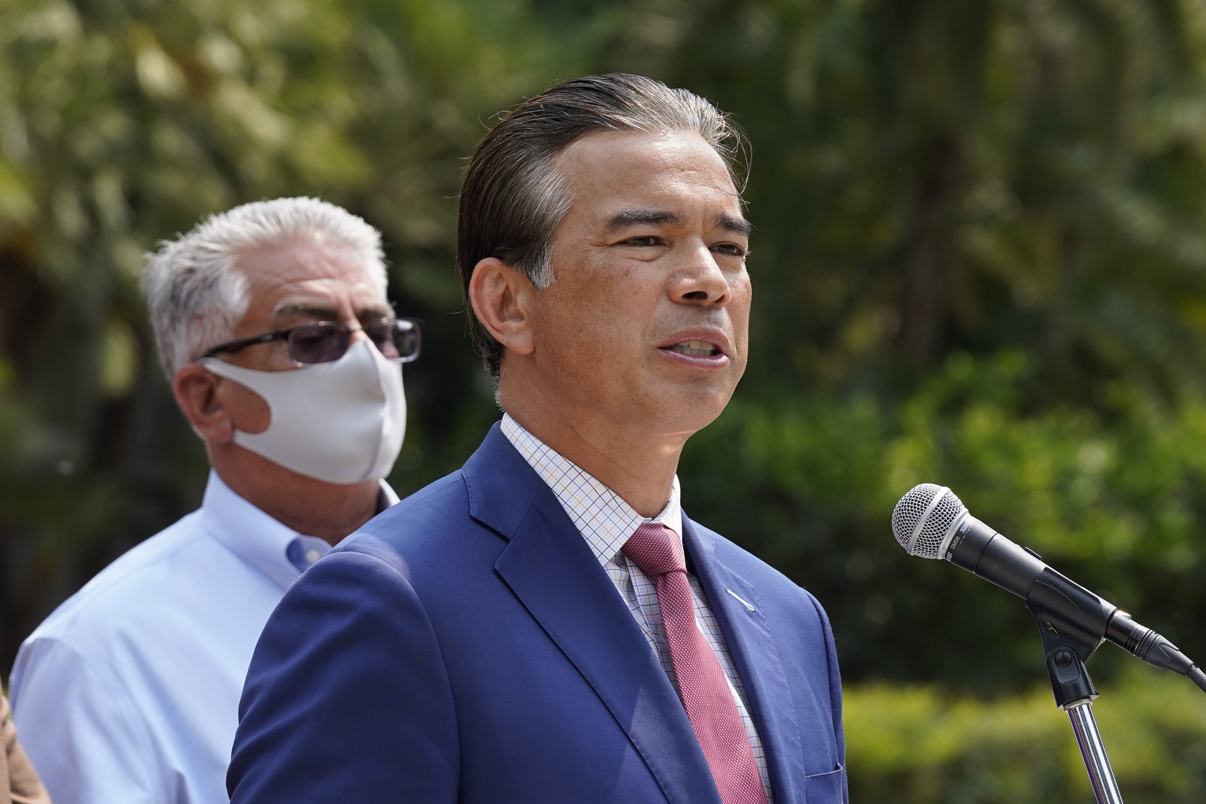 California Attorney General Rob Bonta speaks at a news conference in Sacramento, Calif., on Aug. 17, 2021. (AP Photo/Rich Pedroncelli)