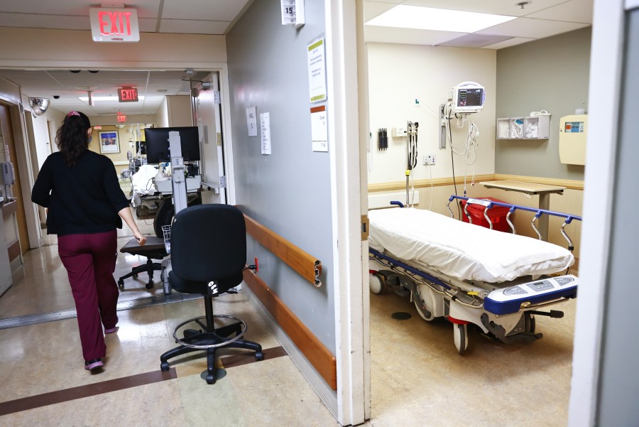 A free bed is viewed in the emergency department at Providence St. Mary Medical Center in Apple Valley on March 30, 2021. (Mario Tama / Getty Images)