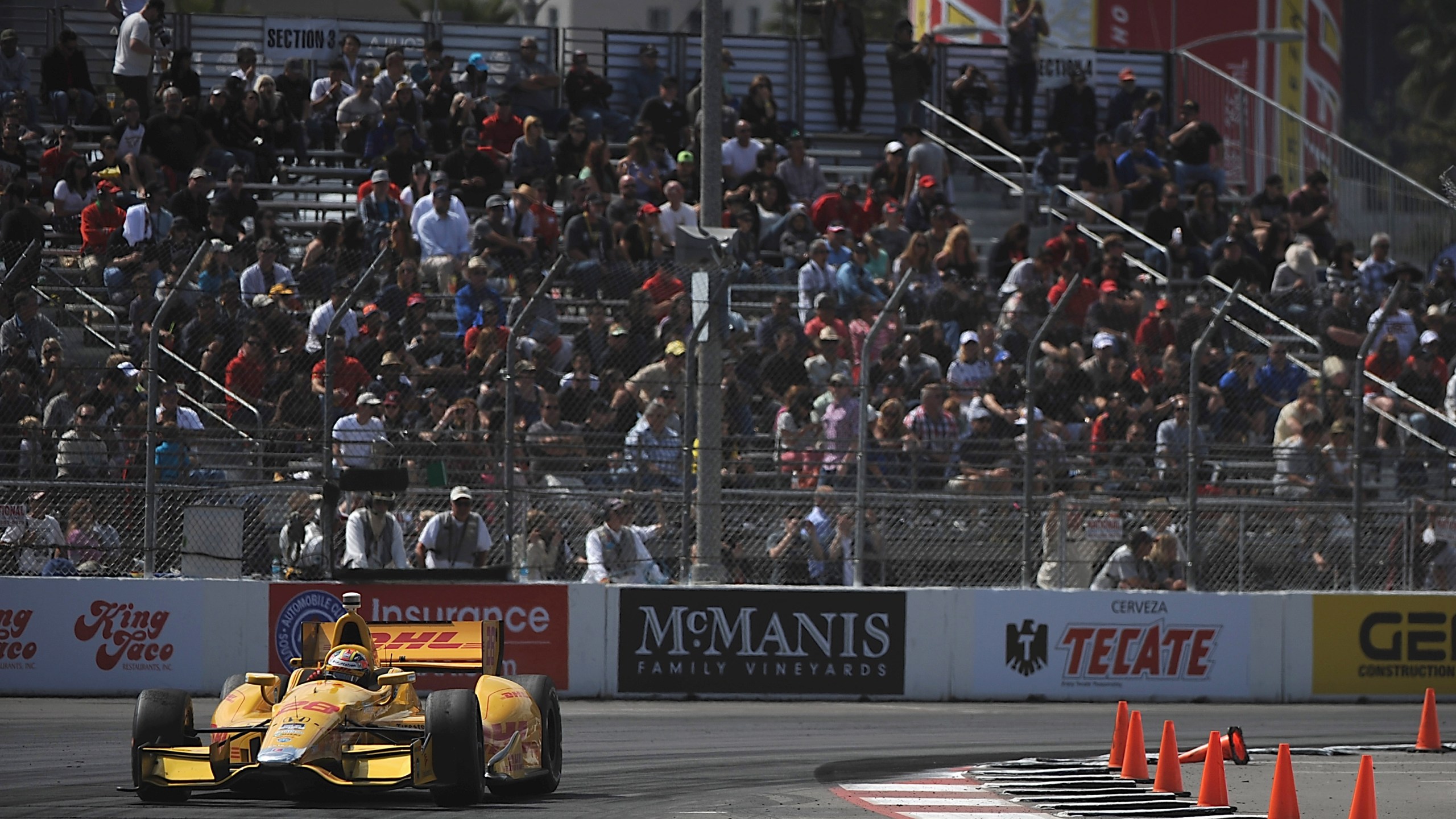 This April 13, 2014 file photo shows a crowd watching during the Verizon IndyCar Series Toyota Grand Prix of Long Beach. (Jonathan Moore/Getty Images)