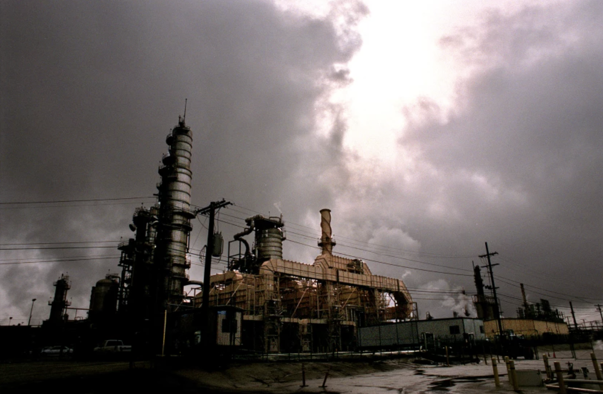 This undated photo shows the Chevron refinery on a stormy day in El Segundo. (Genaro Molina/Los Angeles Times)