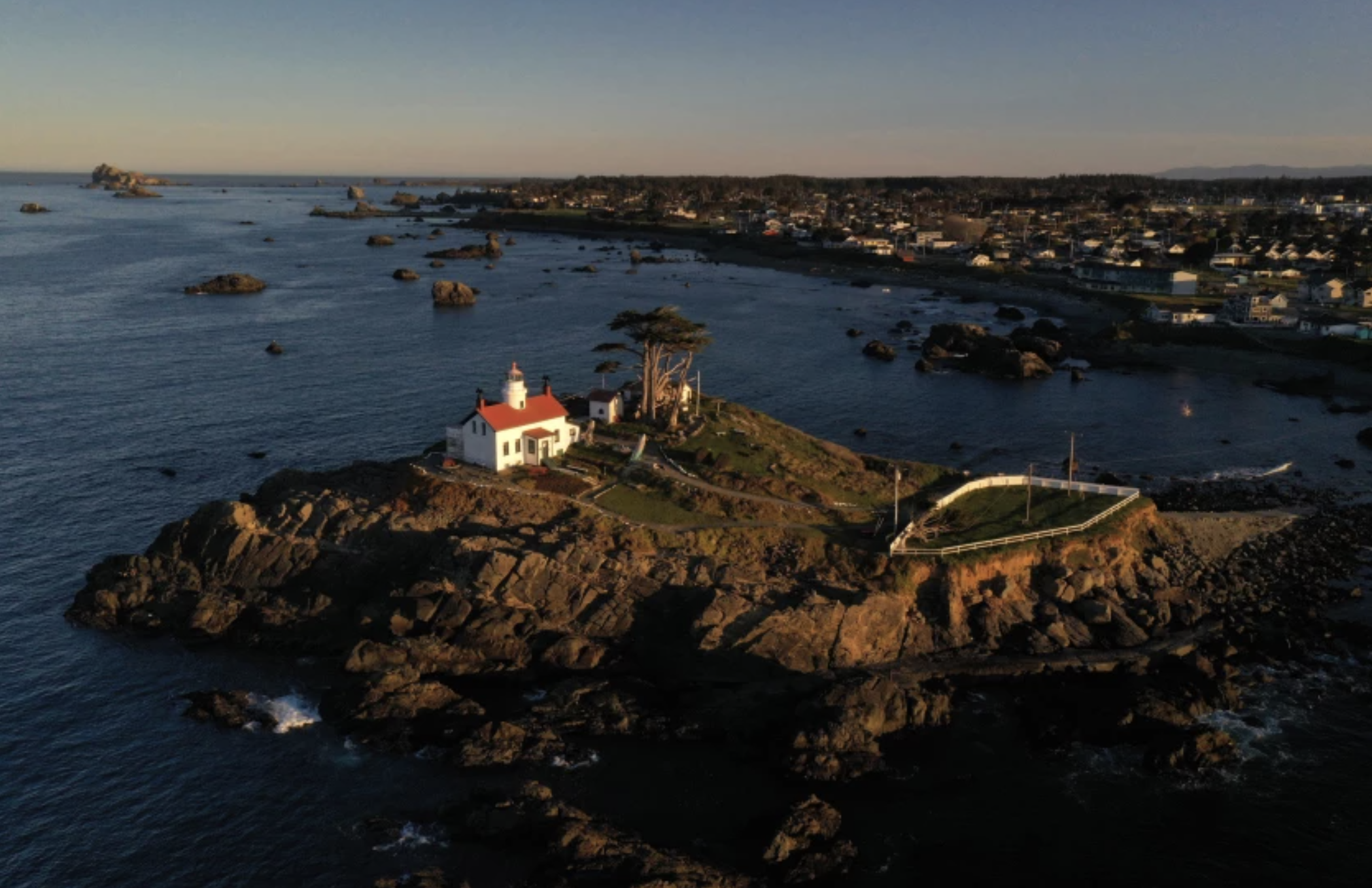 The Battery Point Lighthouse in the Del Norte County seat of Crescent City. In California’s most northwestern county, COVID-19 is surging harder than ever.(Carolyn Cole / Los Angeles Times)