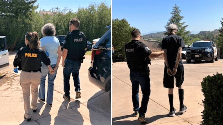 The Riverside County DA's office released these photos of the couple being arrested.