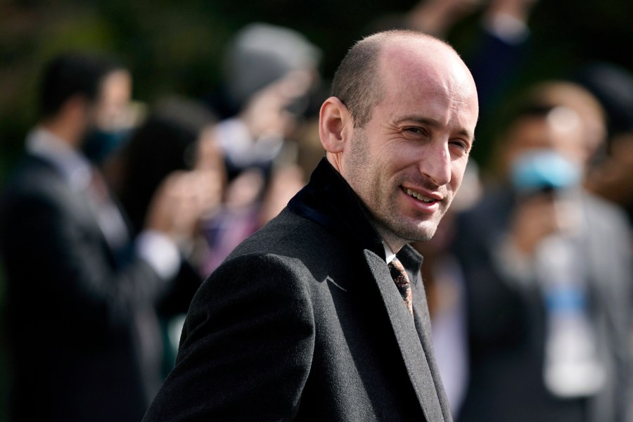 In this Oct. 30, 2020, file photo, then-President Donald Trump's White House senior adviser Stephen Miller walks on the South Lawn of the White House. (Patrick Semansky/Associated Press)