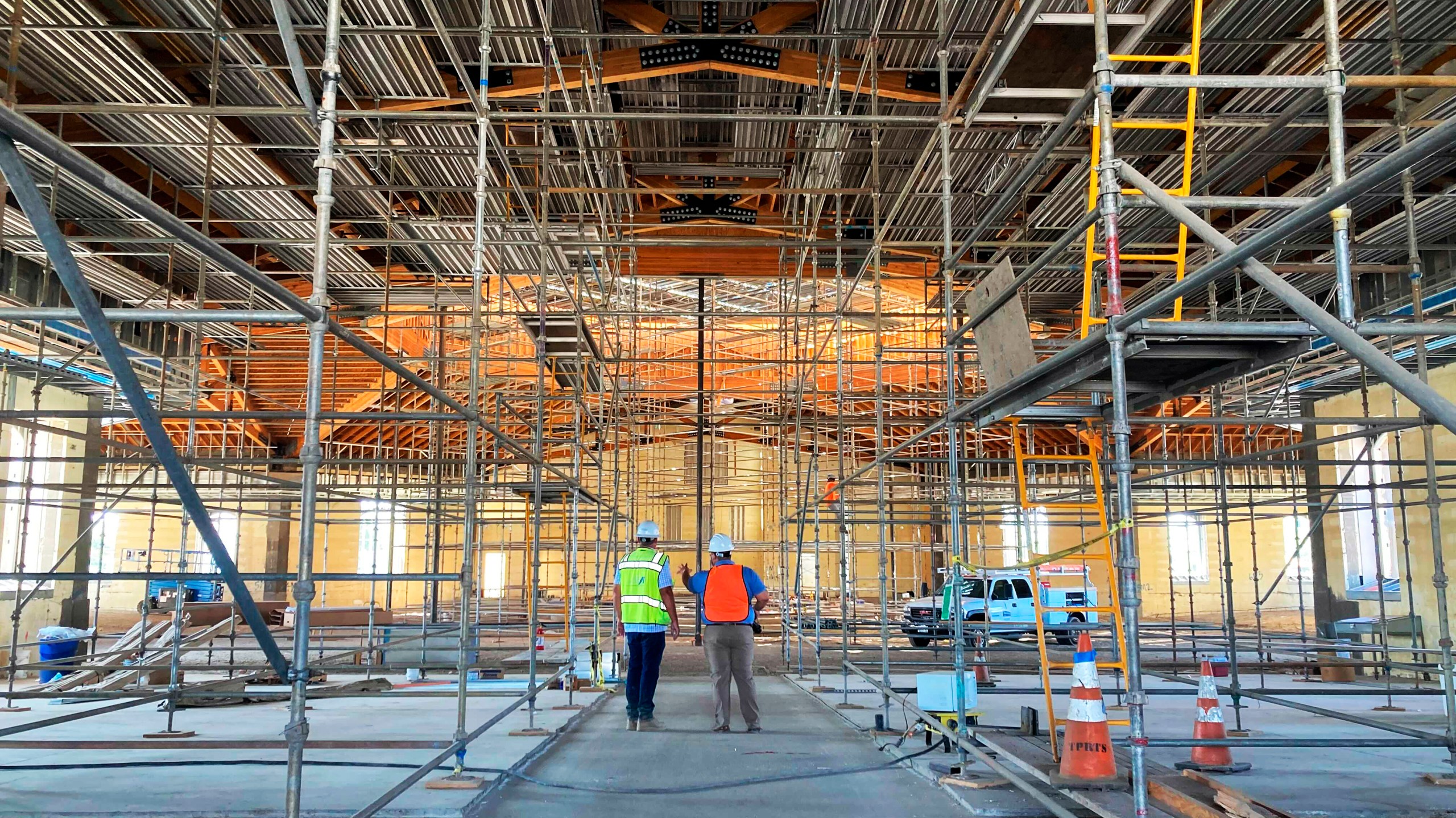 The interior of the St. Charles Borromeo Catholic Church construction site in Visalia, Calif., on Aug. 26, 2021. (Alejandra Molina/RNS via Associated Press)