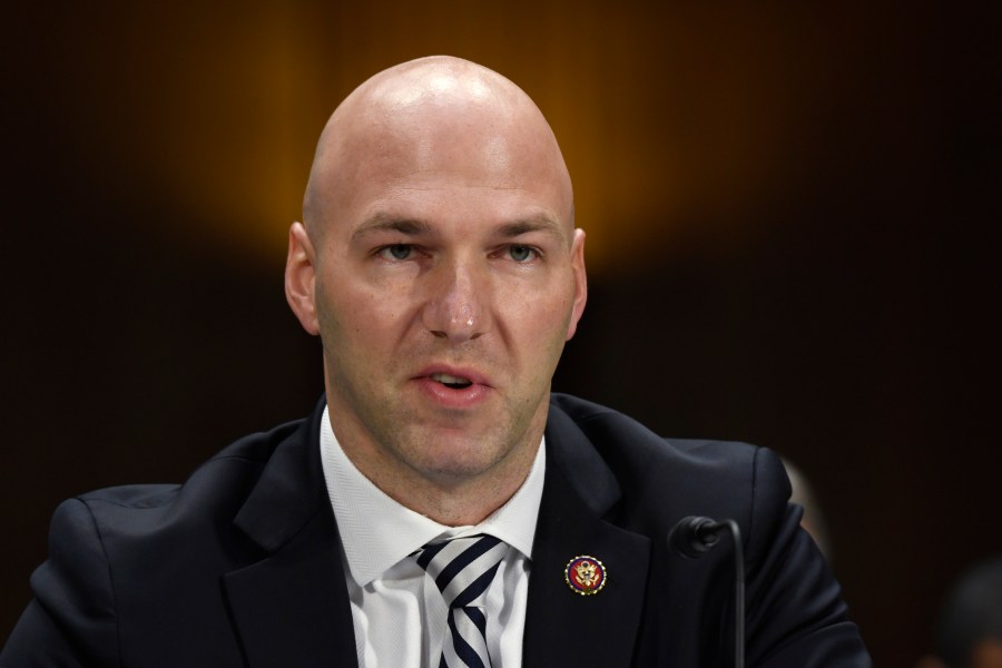 In this Feb. 11, 2020, file photo, Rep. Anthony Gonzalez, R-Ohio, speaks during a Senate Commerce subcommittee hearing on Capitol Hill in Washington, on intercollegiate athlete compensation. (AP Photo/Susan Walsh, File)