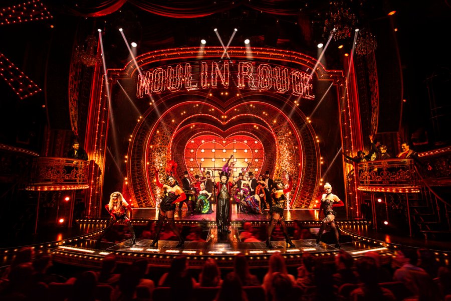 This image released by Boneau/Bryan-Brown shows the cast in "Moulin Rouge! The Musical." (Matthew Murphy/Boneau/Bryan-Brown via AP)